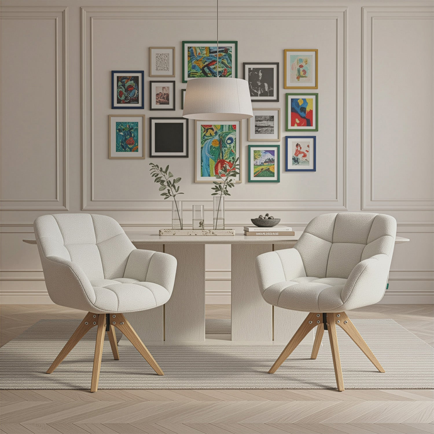 Mika-Nele 2er-Set - Schalenstuhl mit Massivholz Gestell aus Eiche