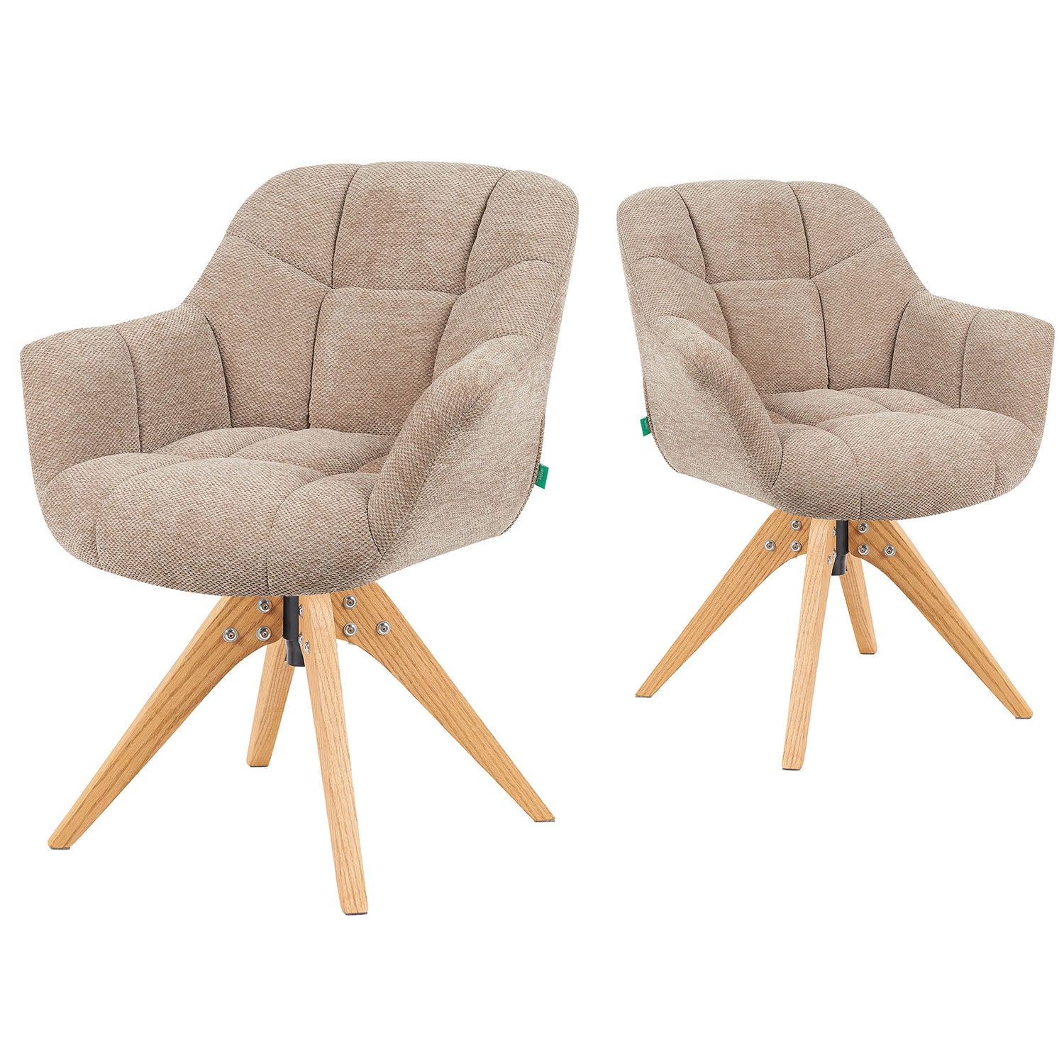 Mika-Nele 2er-Set - Schalenstuhl mit Massivholz Gestell aus Eiche