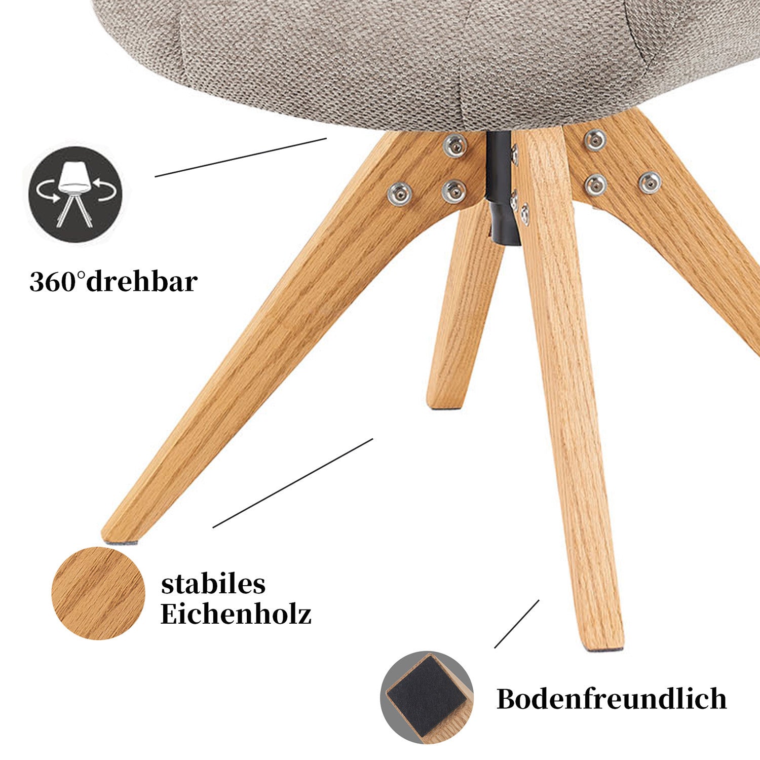 Esszimmerstuhl Mika-Nele 2er-Set |360° drehbar | Eiche geölt Natur