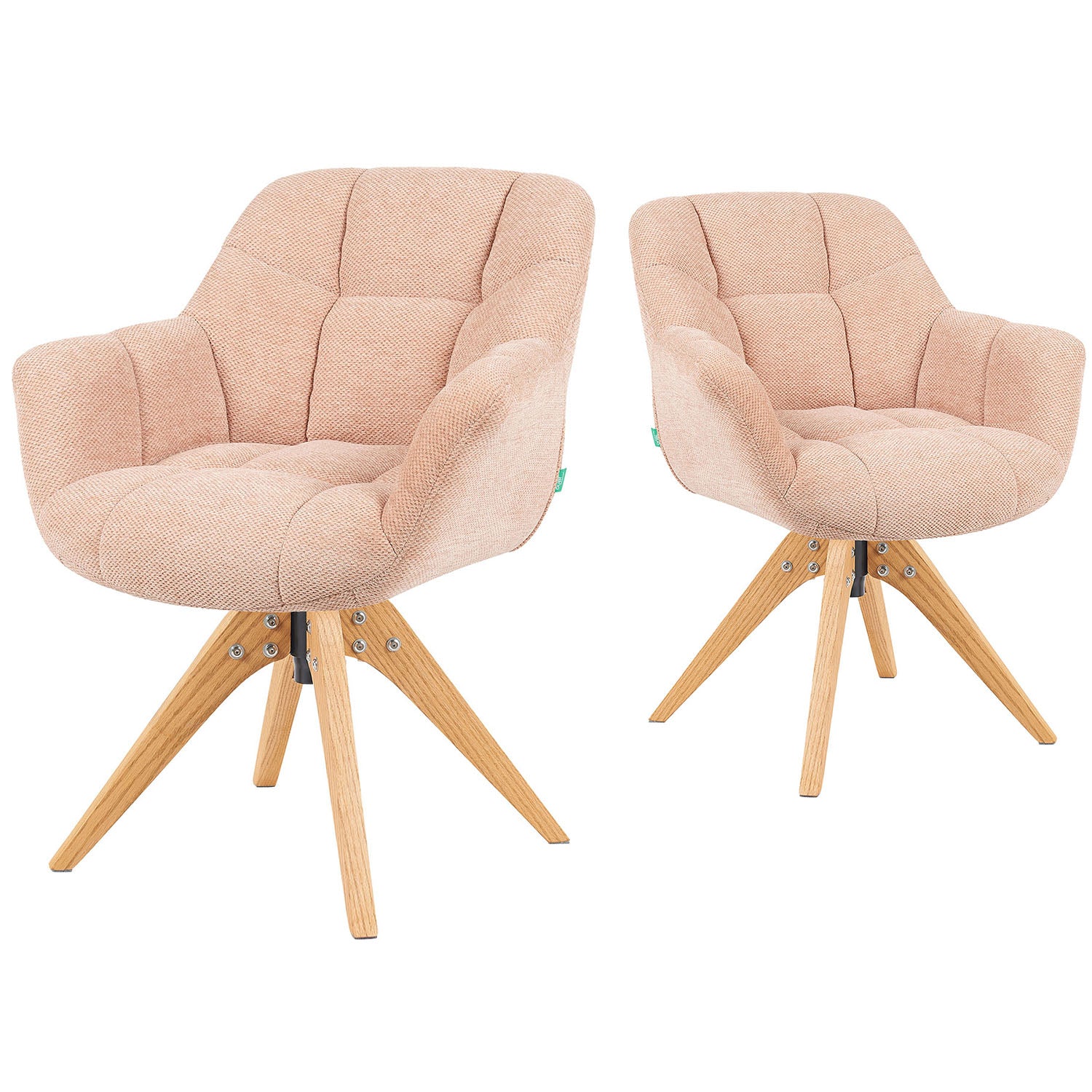 Mika-Nele 2er-Set - Schalenstuhl mit Massivholz Gestell aus Eiche