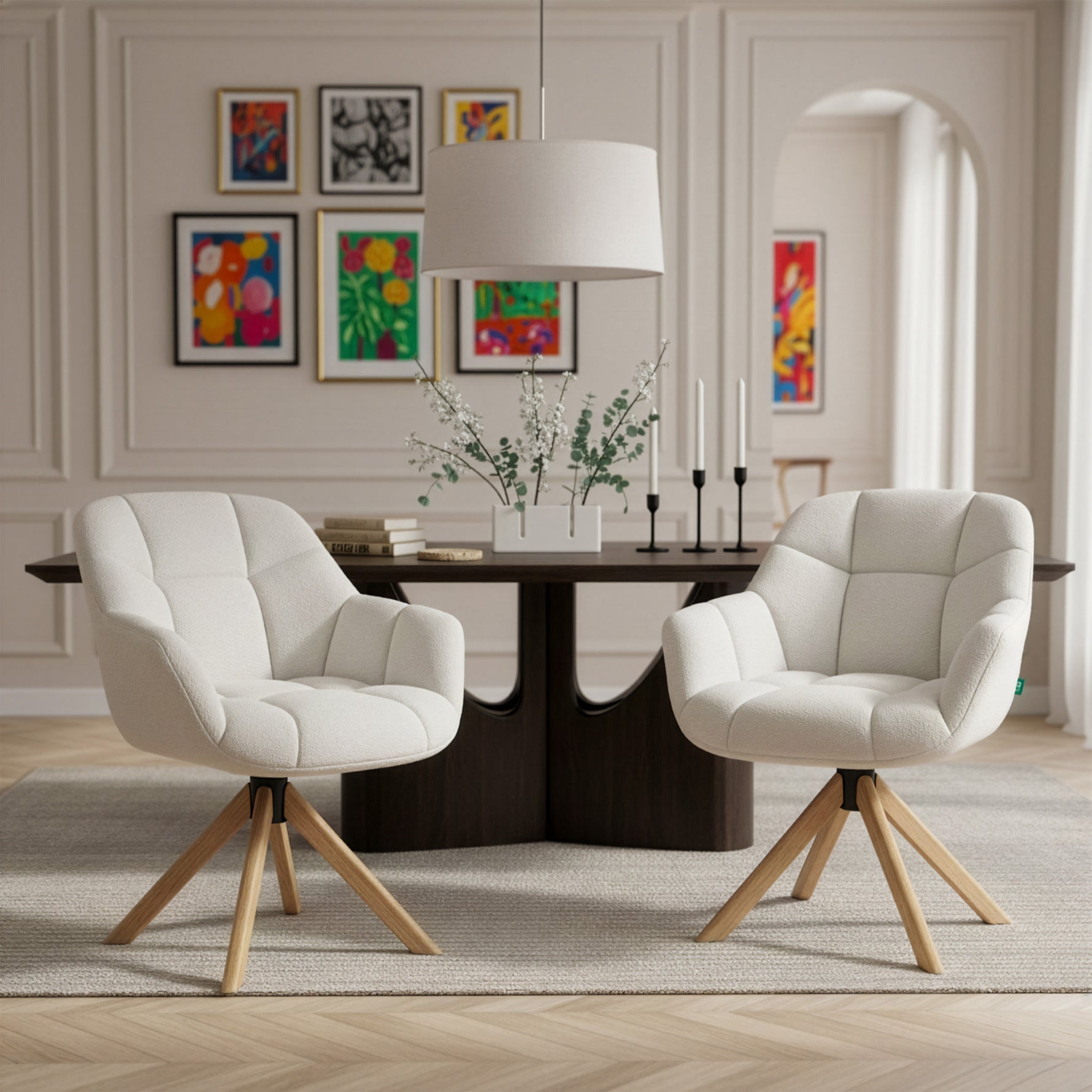 Mika-Nea 2er-Set - Moderner Schalenstuhl mit Holzgestell