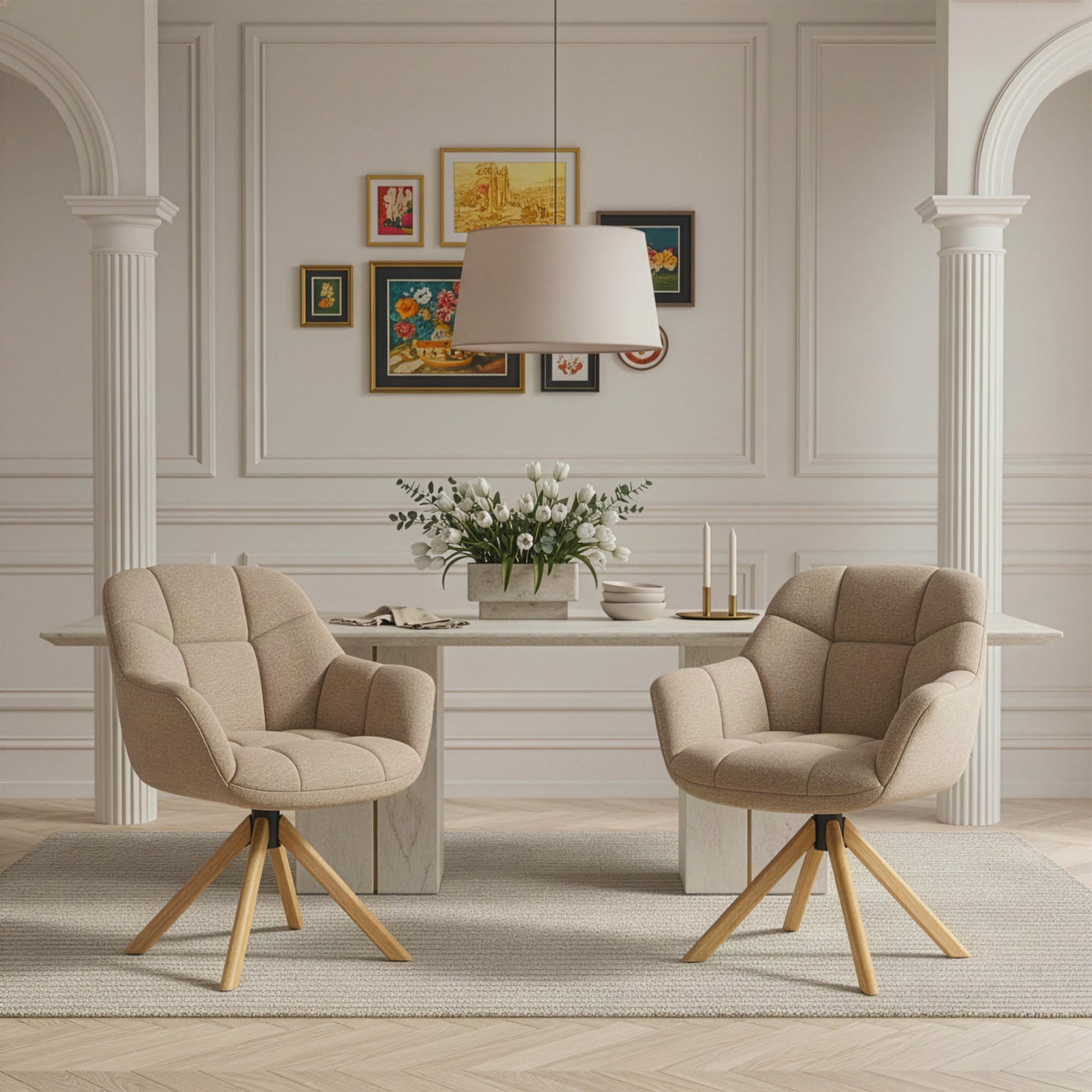 Mika-Nea 2er-Set - Moderner Schalenstuhl mit Holzgestell