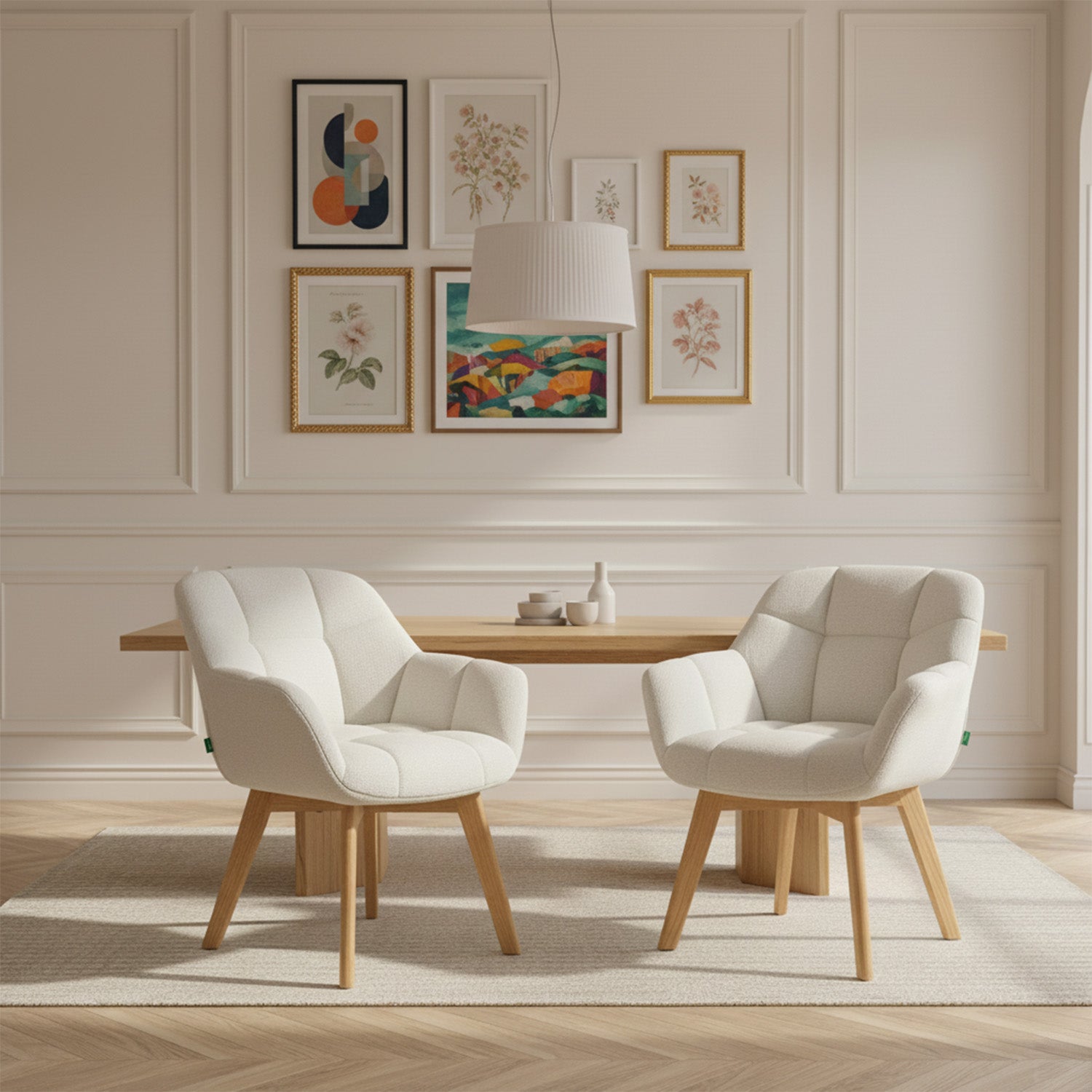 Mika-Nele 2er-Set - Schalenstuhl mit Massivholz Gestell aus Eiche