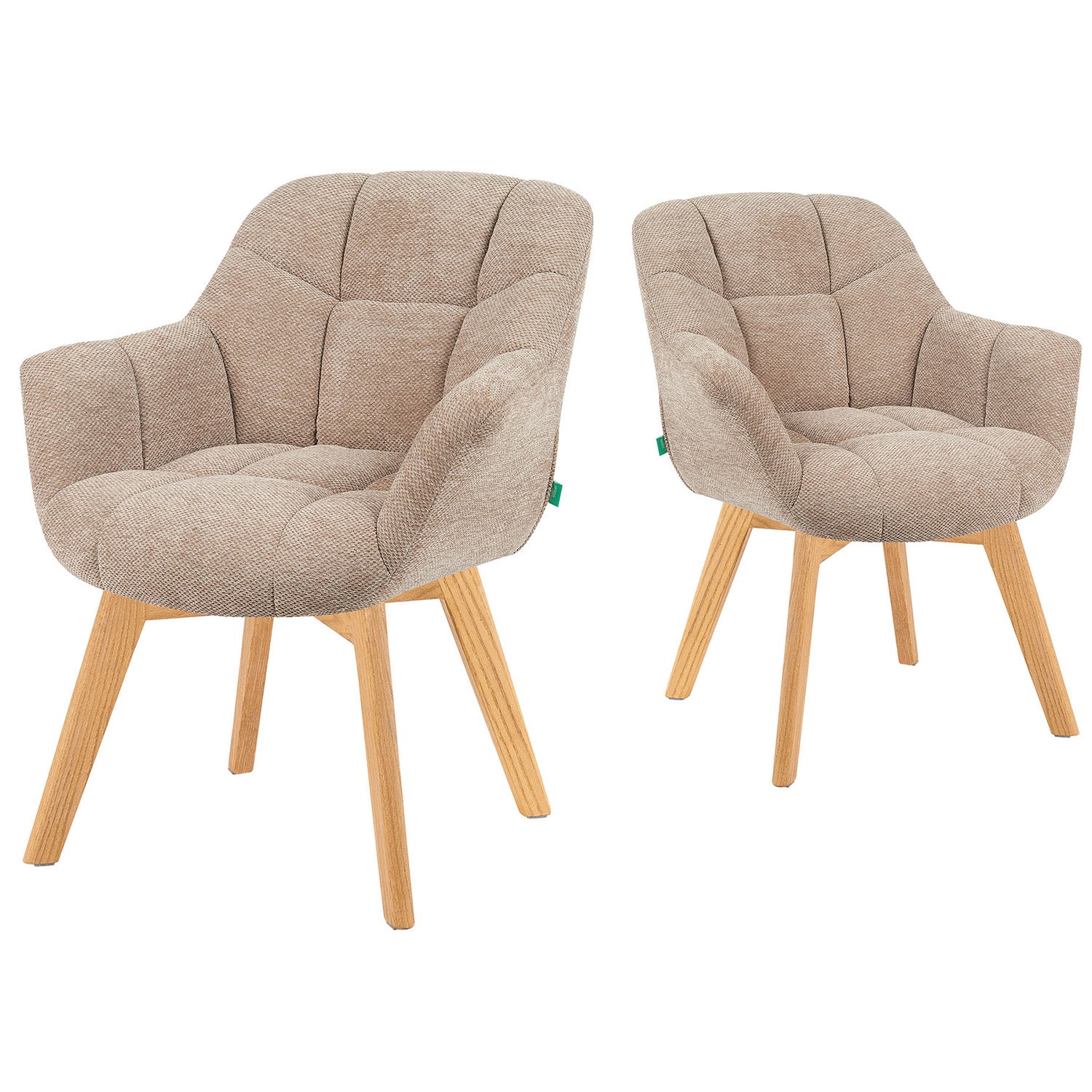 Mika-Nele 2er-Set - Schalenstuhl mit Massivholz Gestell aus Eiche