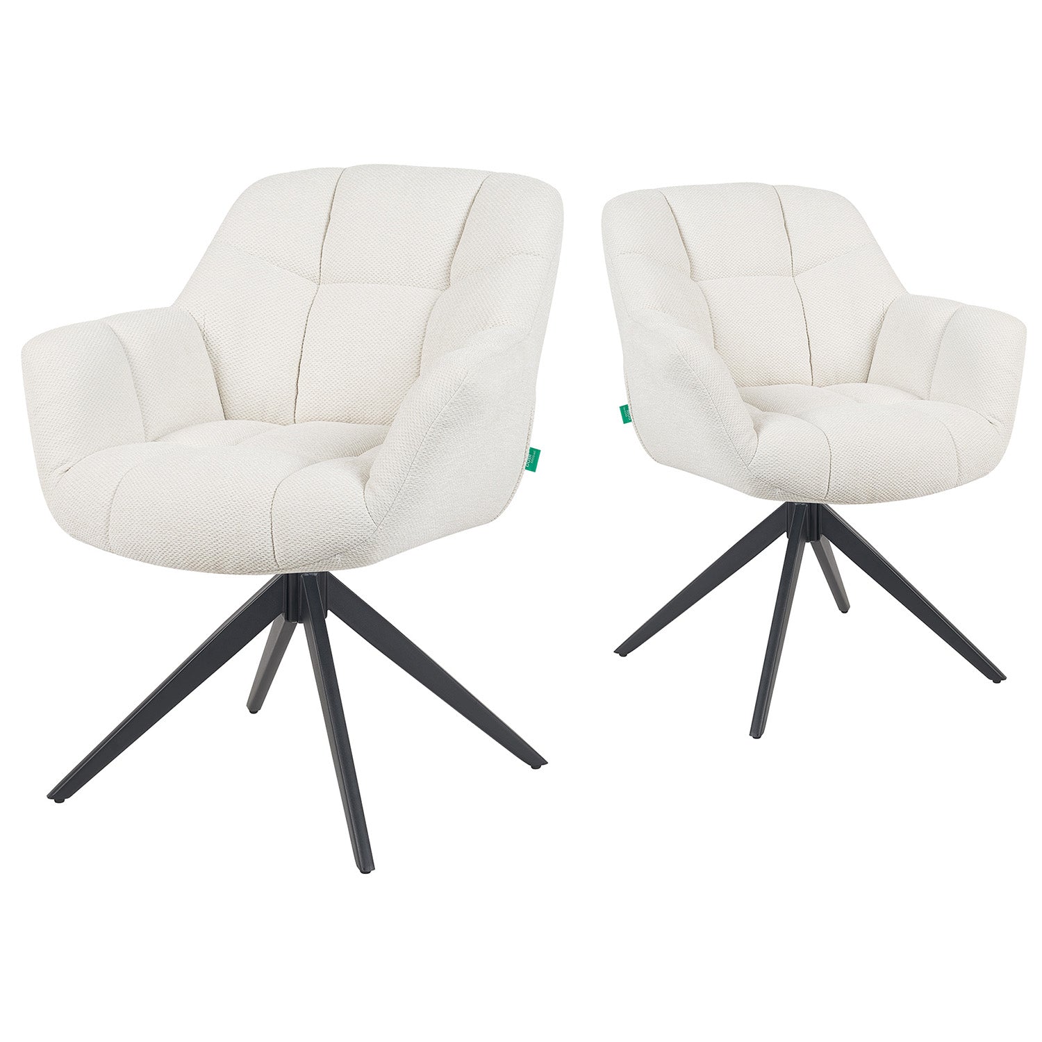 Esszimmerstuhl Mika-Mila 2er-Set | 360° drehbar | Metall pulverbeschichtet Matt-Schwarz | DUBI Möbel