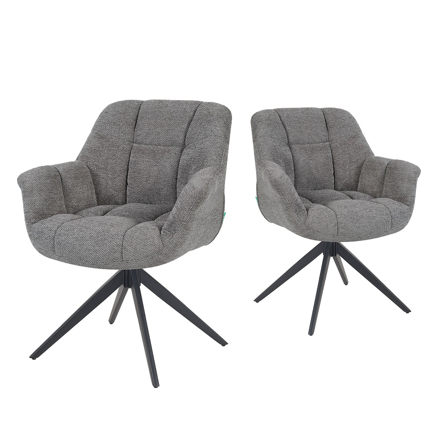 Esszimmerstuhl Mika-Mila 2er-Set | 360° drehbar | Metall pulverbeschichtet Matt-Schwarz
