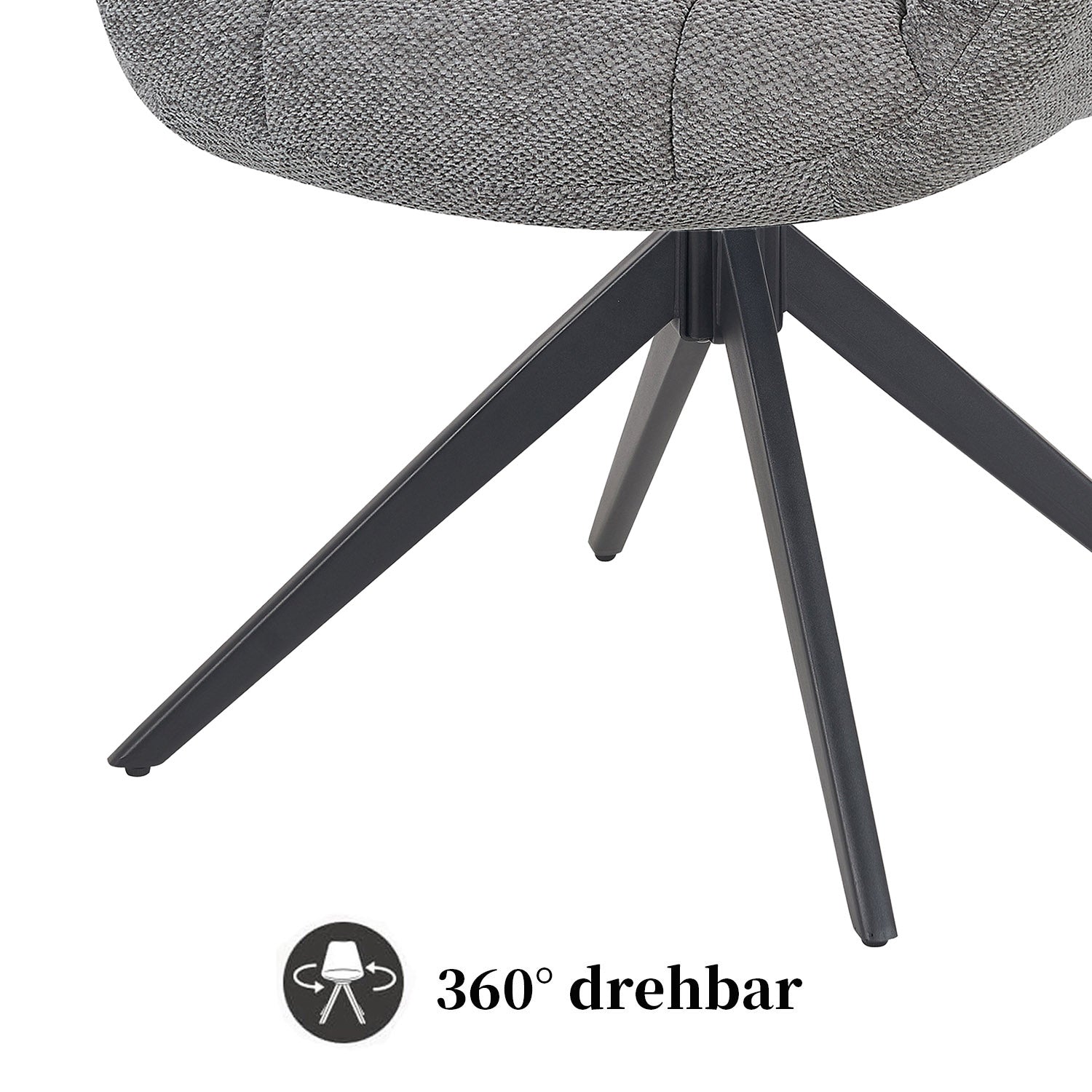 Esszimmerstuhl Mika-Mila 2er-Set | 360° drehbar | Metall pulverbeschichtet Matt-Schwarz