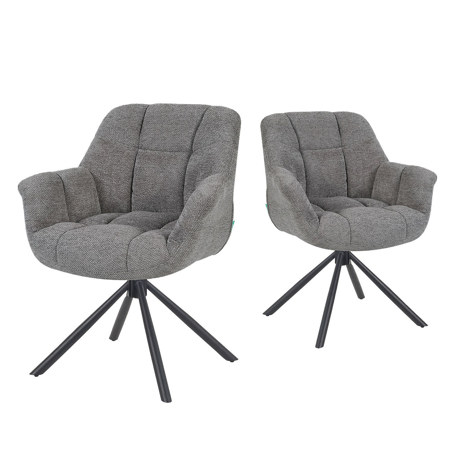 Esszimmerstuhl Mika-Luka 2er-Set | 360° drehbar | Metall pulverbeschichtet Matt Schwarz