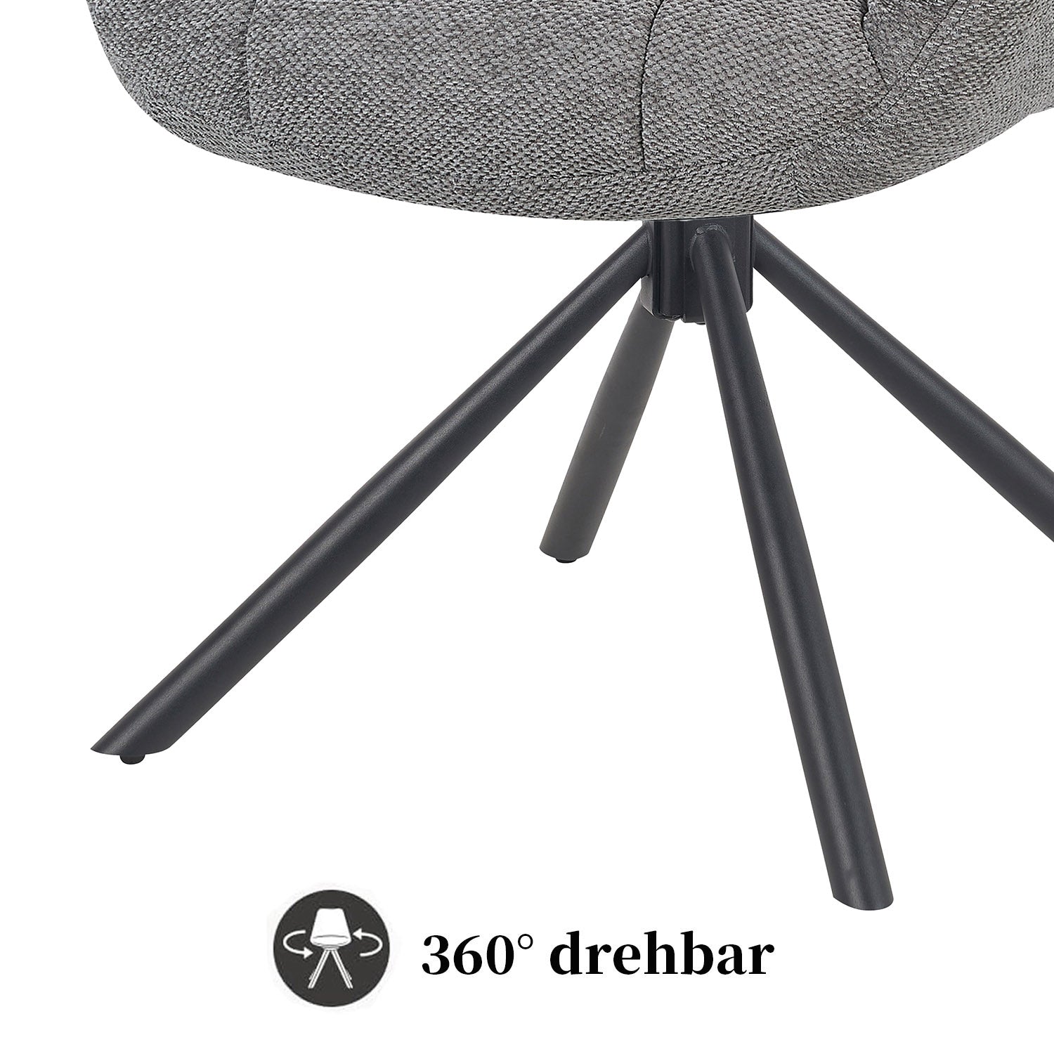 Esszimmerstuhl Mika-Luka 2er-Set | 360° drehbar | Metall pulverbeschichtet Matt Schwarz