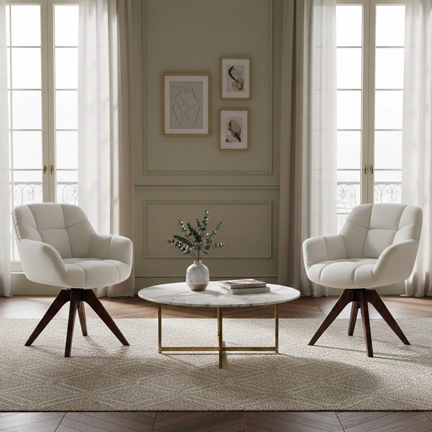 Esszimmerstuhl Mika-Nele 2er-Set |360° drehbar | Eiche geölt Natur