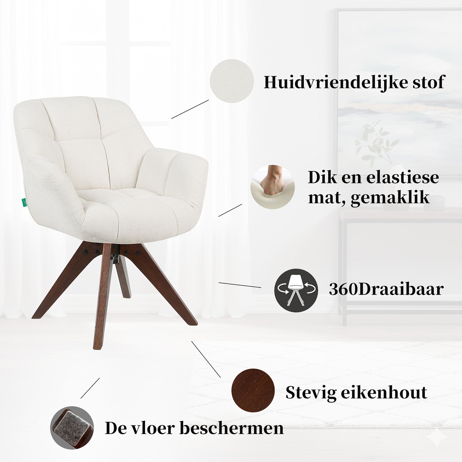 Esszimmerstuhl Mika-Nele 2er-Set |360° drehbar | Eiche geölt Natur