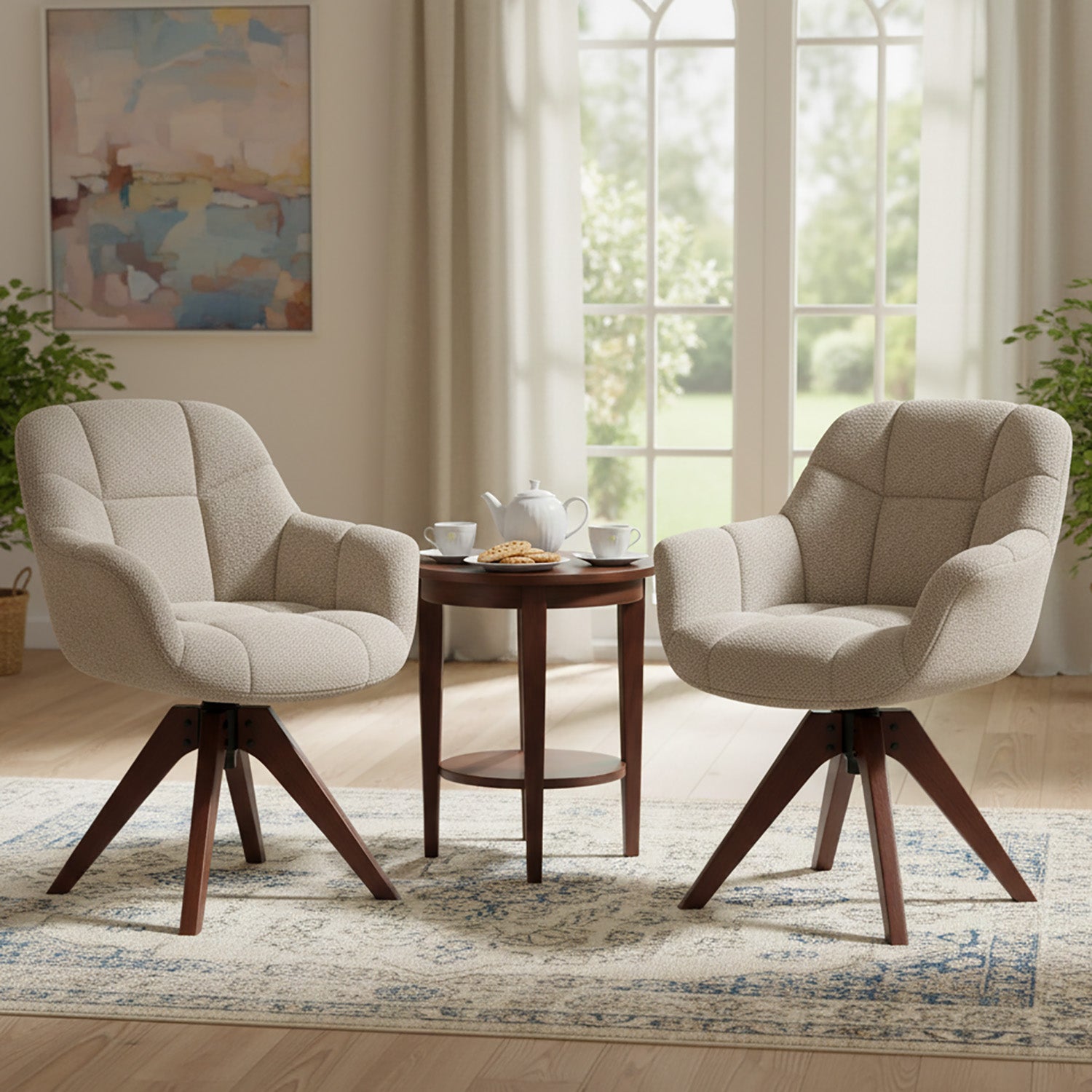 Esszimmerstuhl Mika-Nele 2er-Set |360° drehbar | Eiche geölt Natur