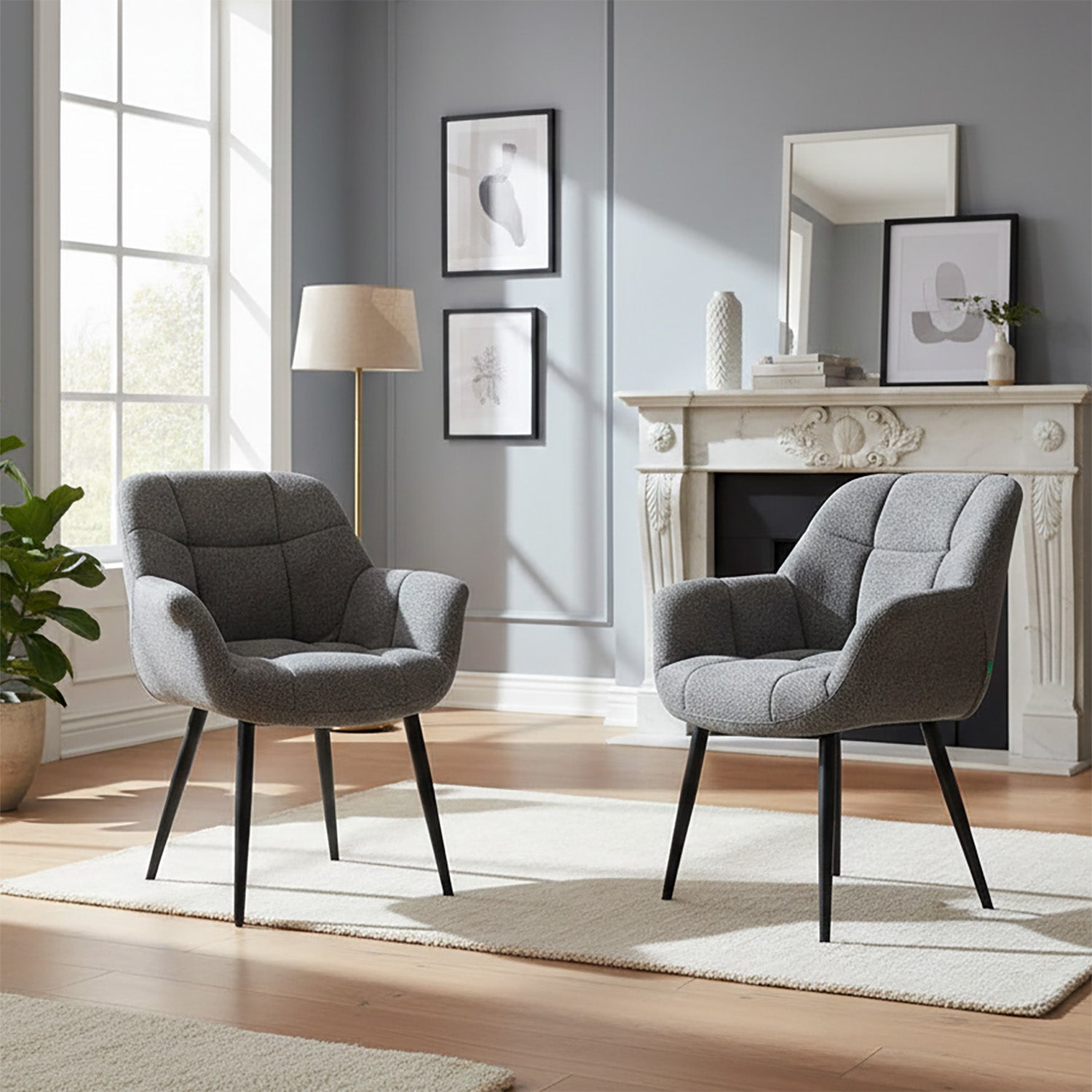 Esszimmerstuhl Mika-Mila 2er-Set | 360° drehbar | Metall pulverbeschichtet Matt-Schwarz