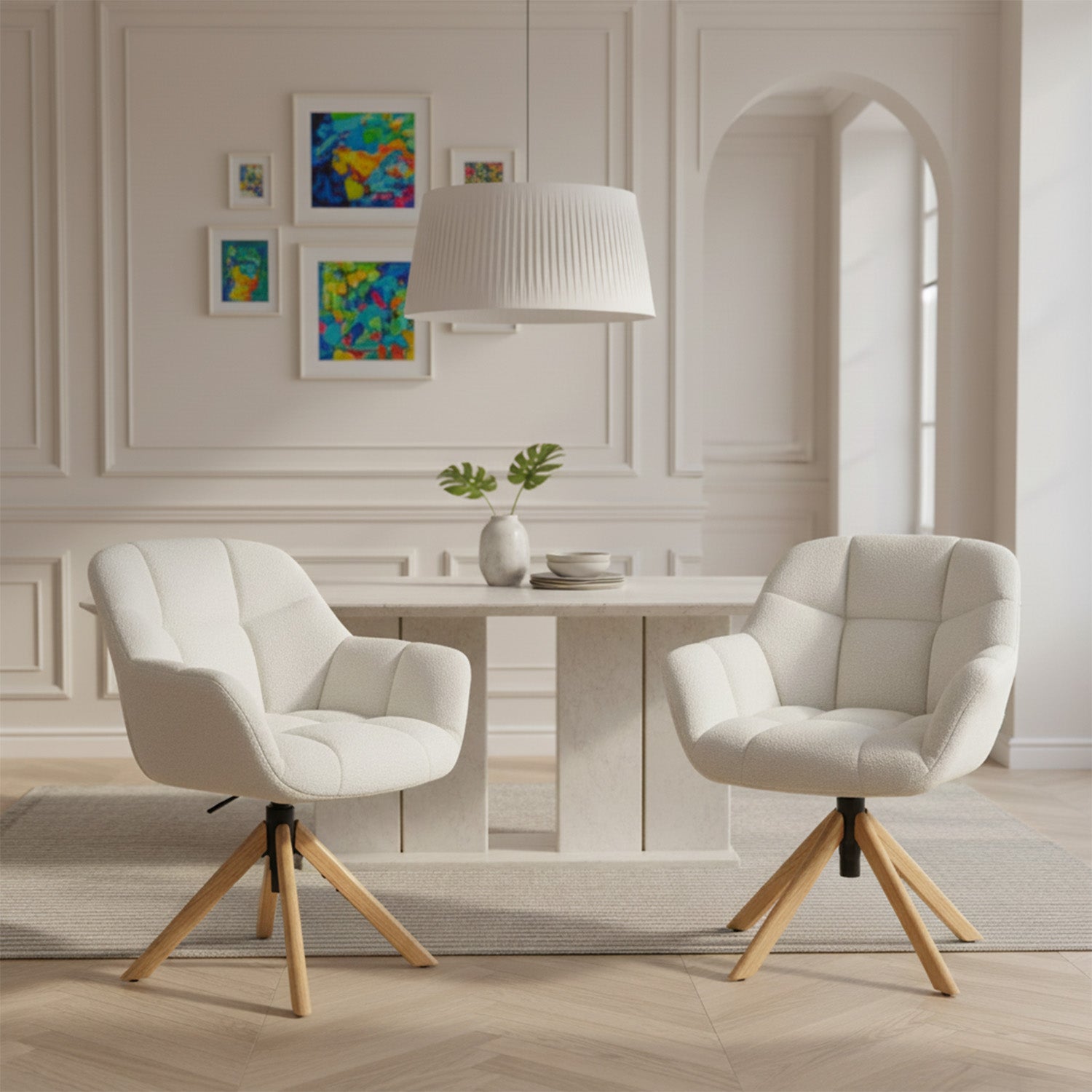 Mika-Nea 2er-Set - Moderner Schalenstuhl mit Holzgestell