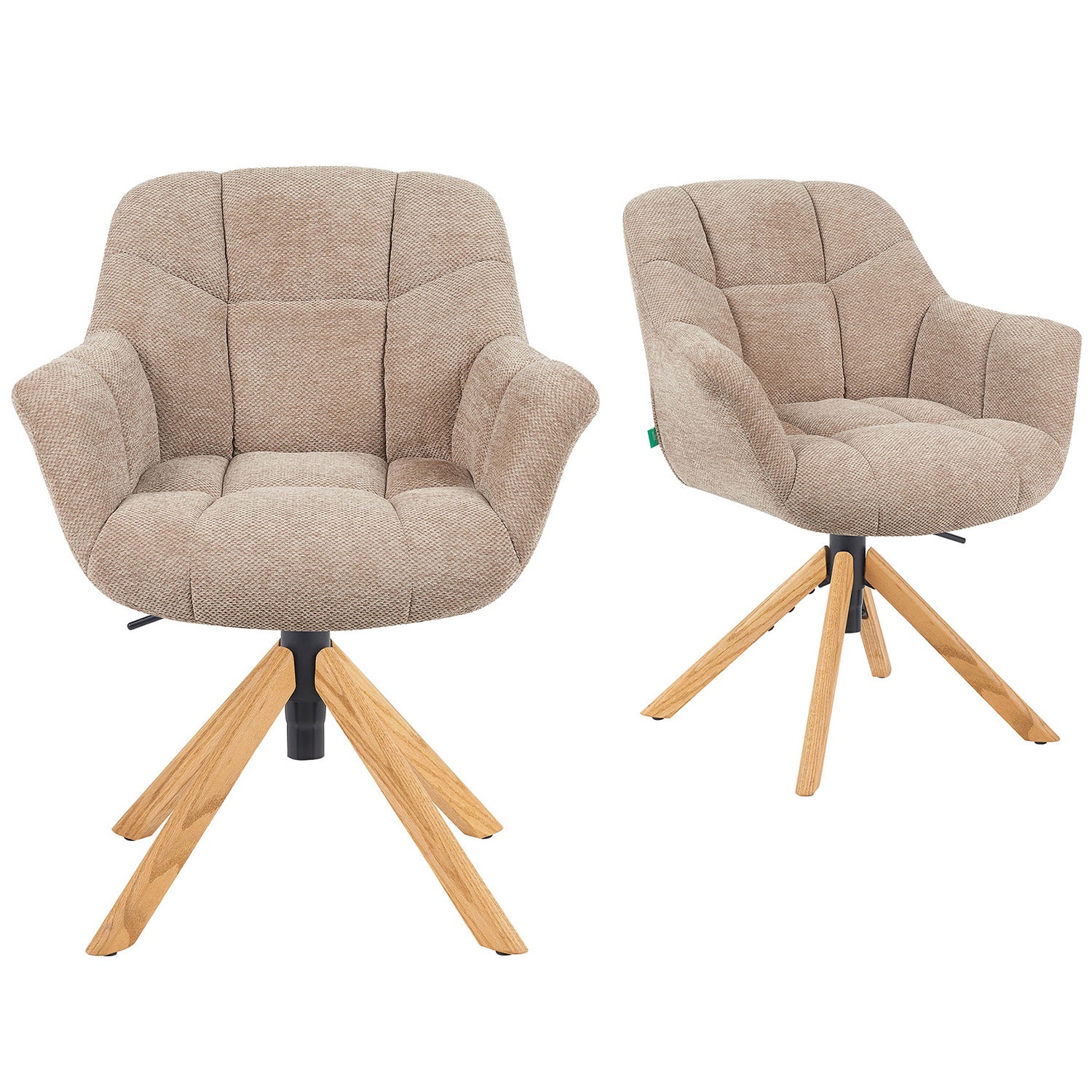 Mika-Nea 2er-Set - Moderner Schalenstuhl mit Holzgestell