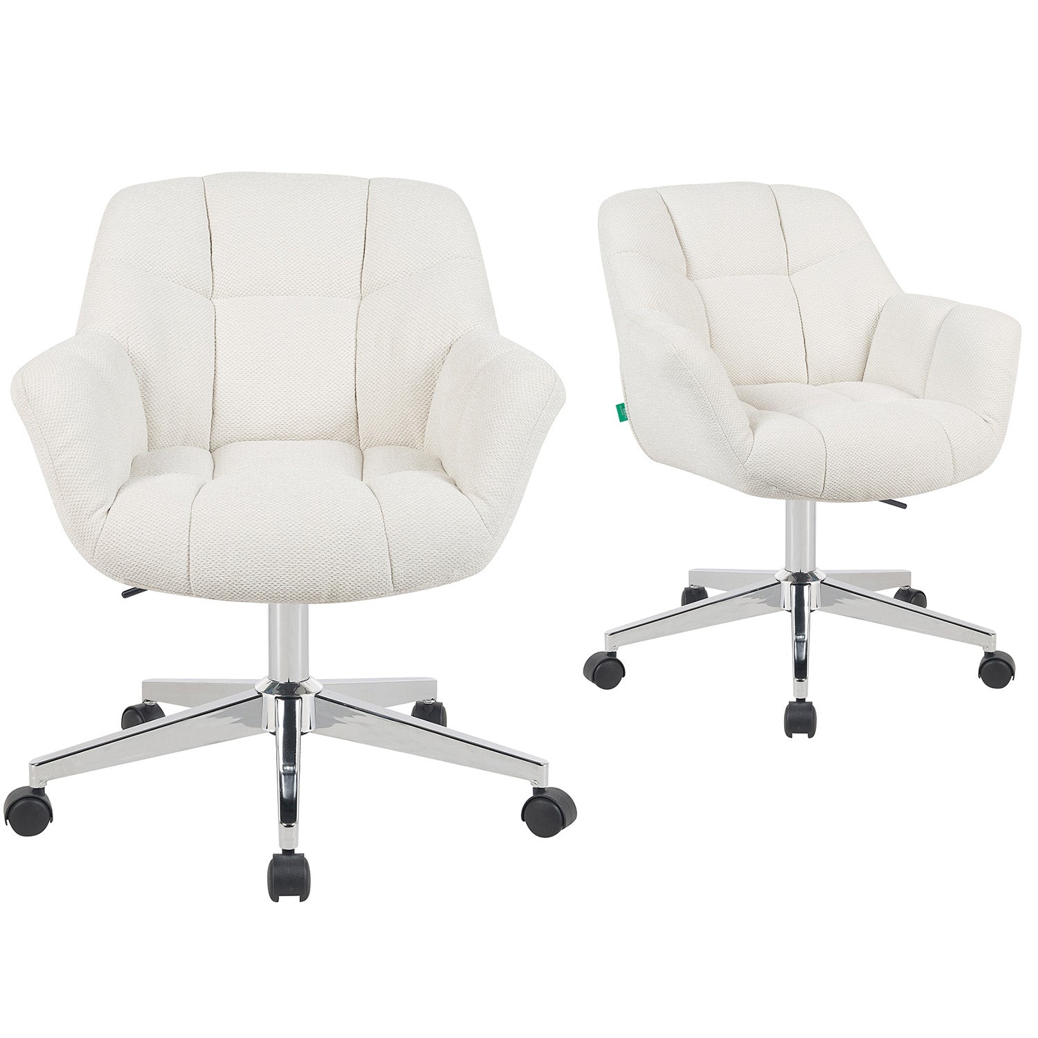 Bürostuhl Mika-Nio 2er-Set | mit Rollen | 360° drehbar | höhenverstellbar | Chrom | DUBI Möbel
