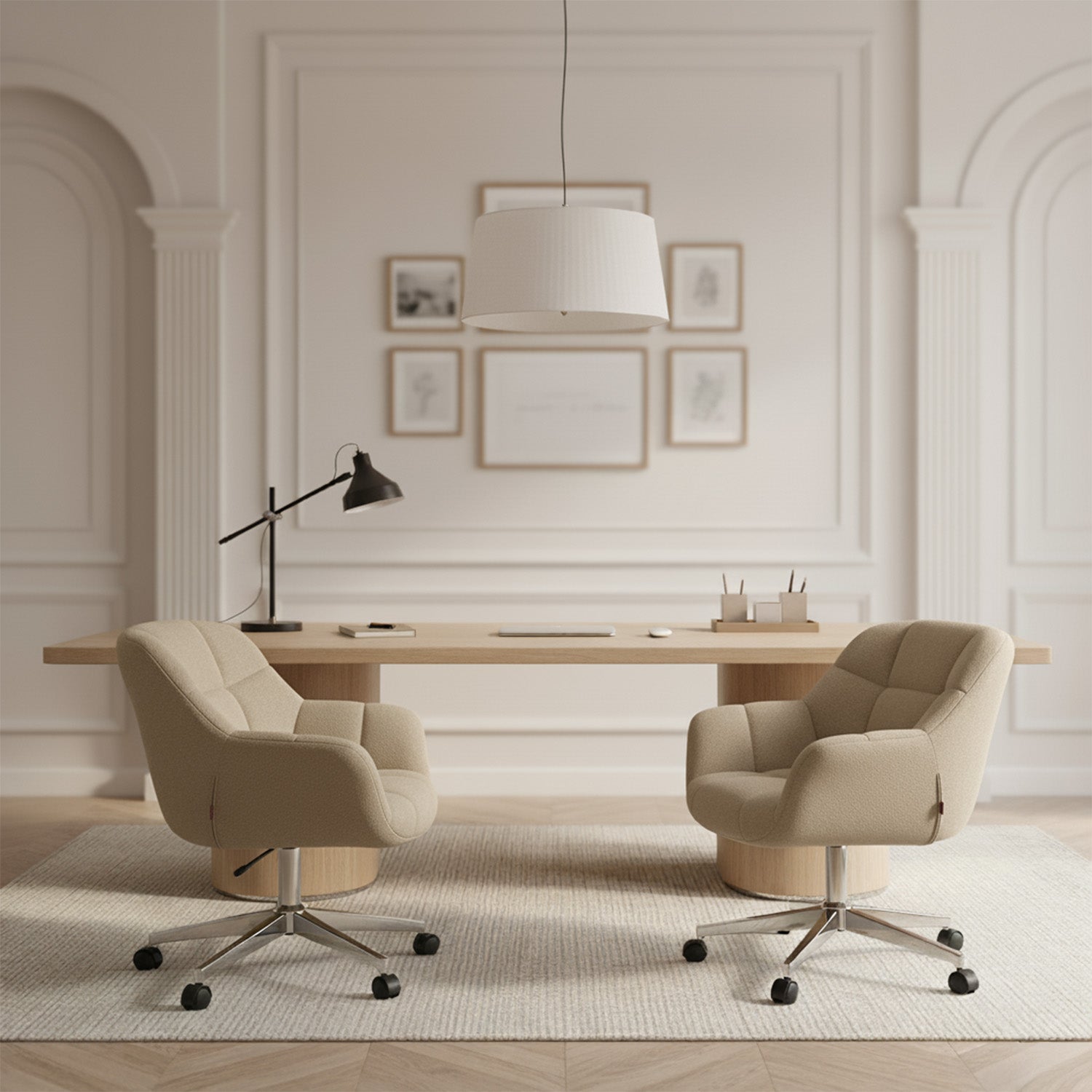 Mika-Nuri 2er-Set - Moderner Home Office Schalenstuhl mit Rollen