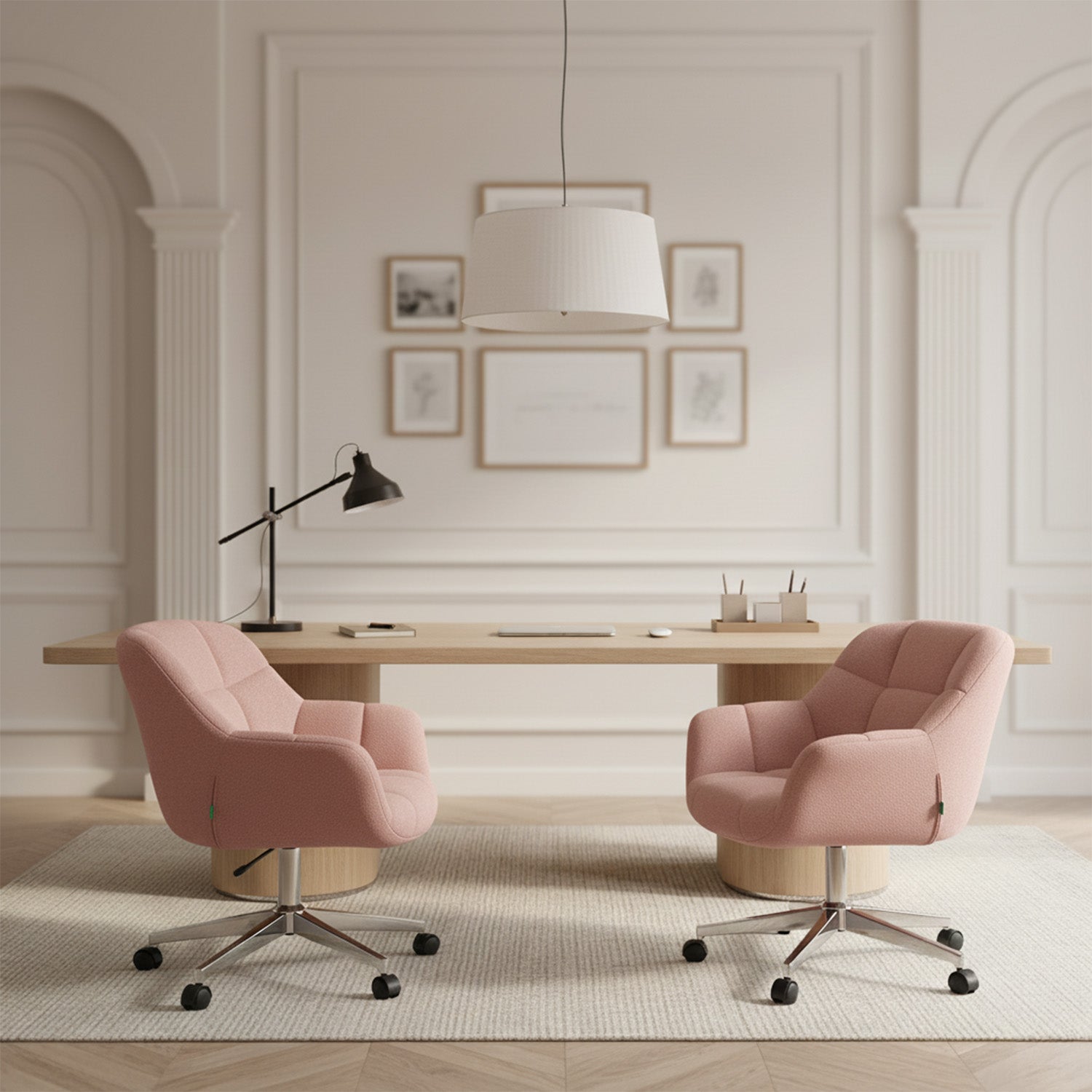 Mika-Nuri 2er-Set - Moderner Home Office Schalenstuhl mit Rollen