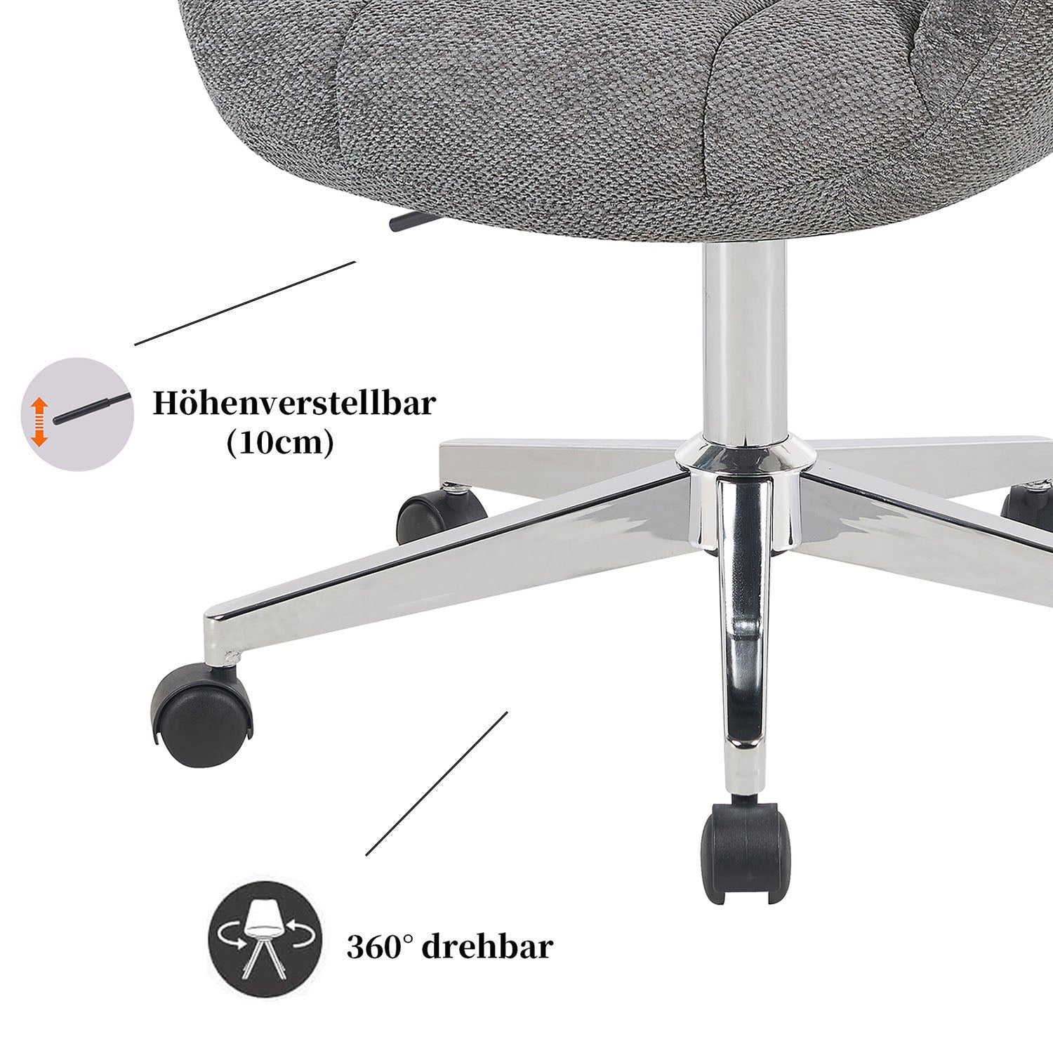 Bürostuhl Mika-Nuri 2er-Set – Höhenverstellbar, 360° Drehbar, Matt-Schwarz