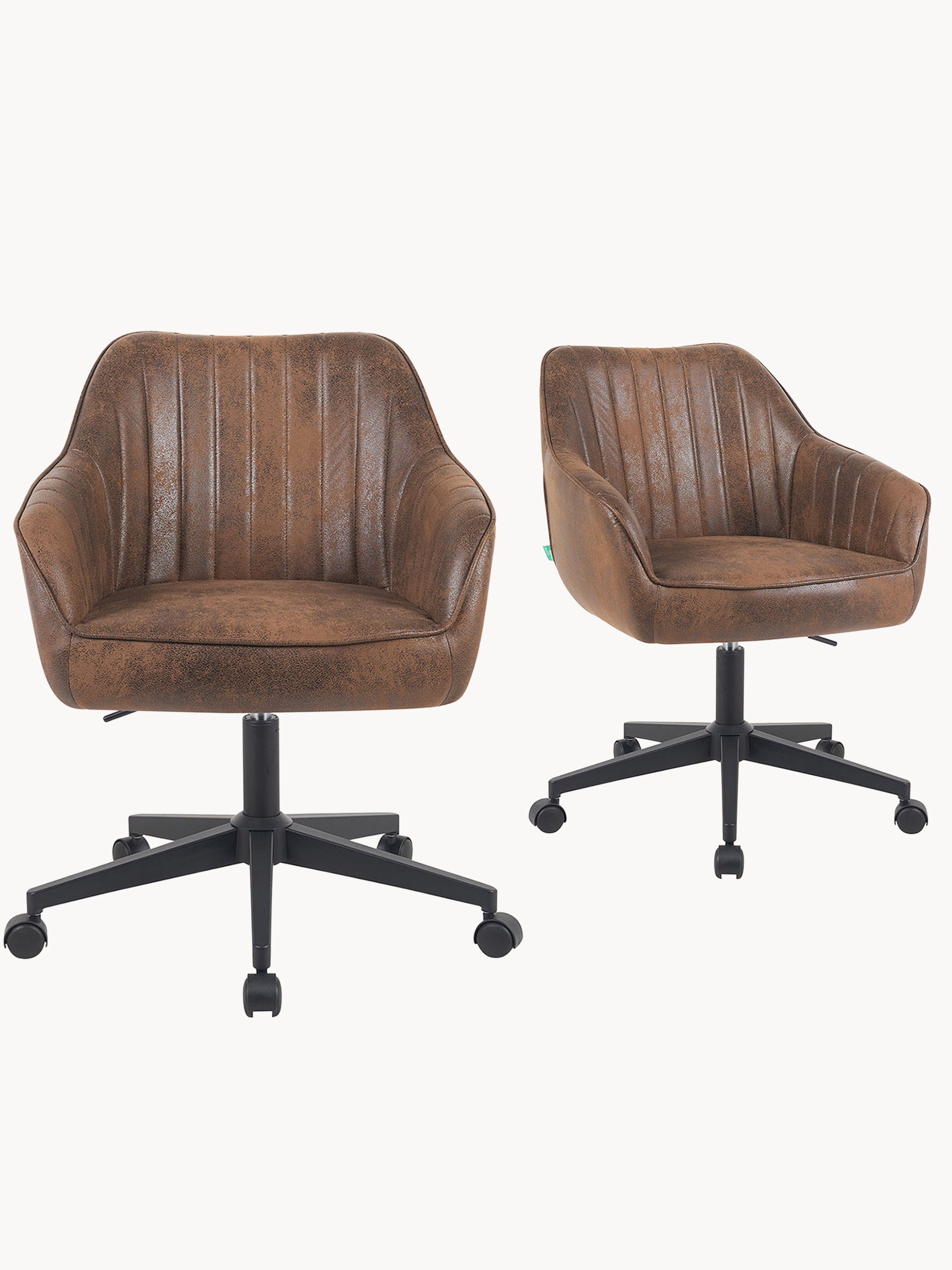 Bürostuhl Mika-Elio 2er-Set – Höhenverstellbar, 360° Drehbar, Matt-Schwarz