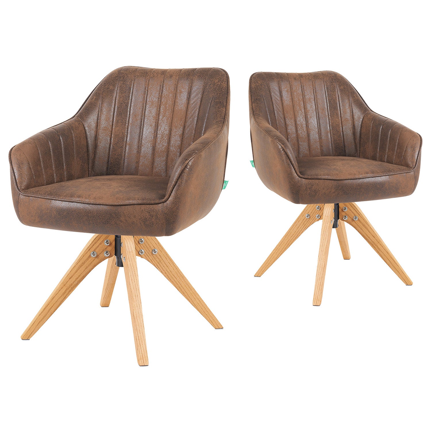 Mika-Finn 2er-Set - Drehsessel in Wildleder Optik, Cord, Webstoff Creme