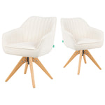 Mika-Finn 2er-Set - Drehsessel in Wildleder Optik, Cord, Webstoff Creme