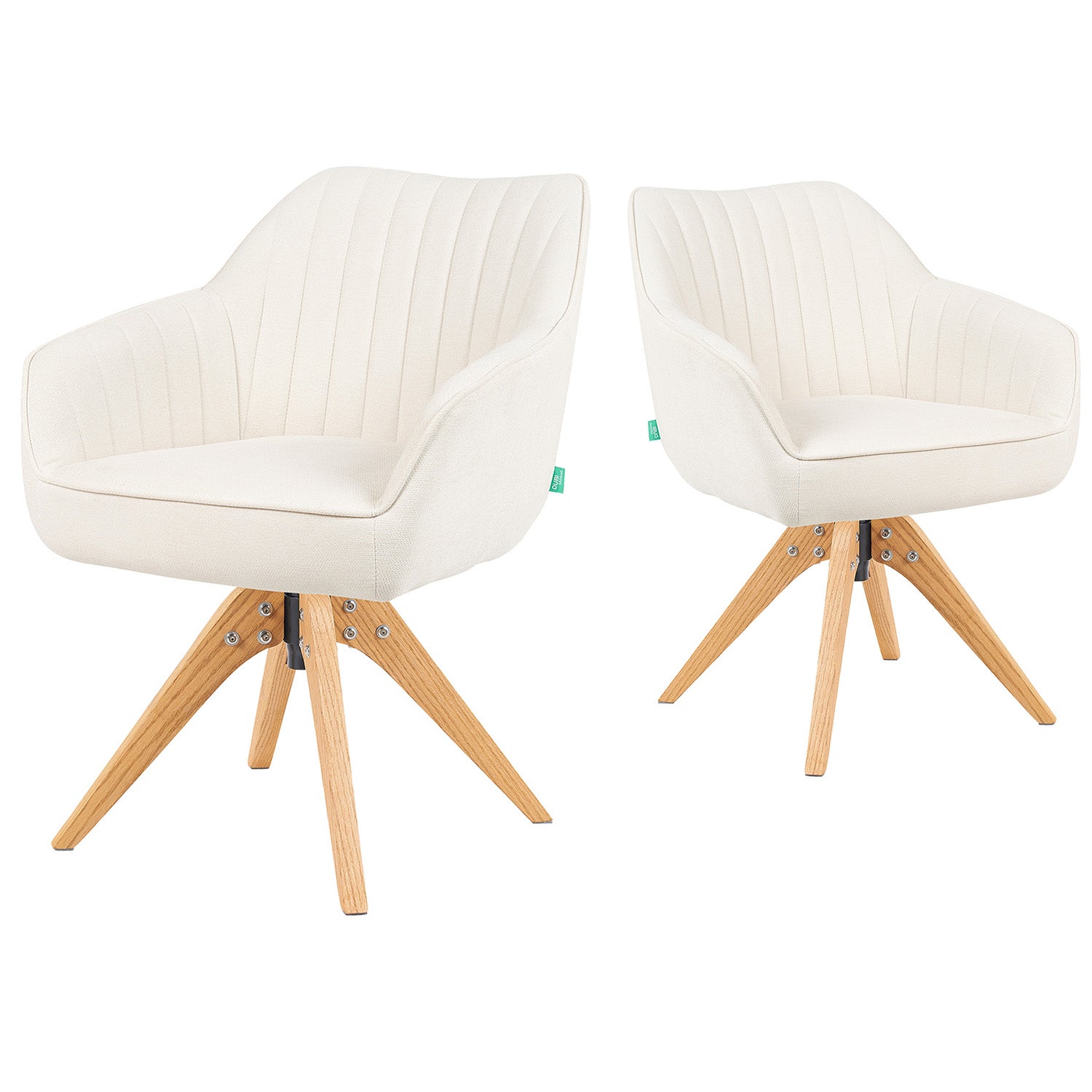 Mika-Finn 2er-Set - Drehsessel in Wildleder Optik, Cord, Webstoff Creme