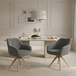 Mika-Finn 2er-Set - Drehsessel in Wildleder Optik, Cord, Webstoff Creme