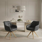 Mika-Finn 2er-Set - Drehsessel in Wildleder Optik, Cord, Webstoff Creme