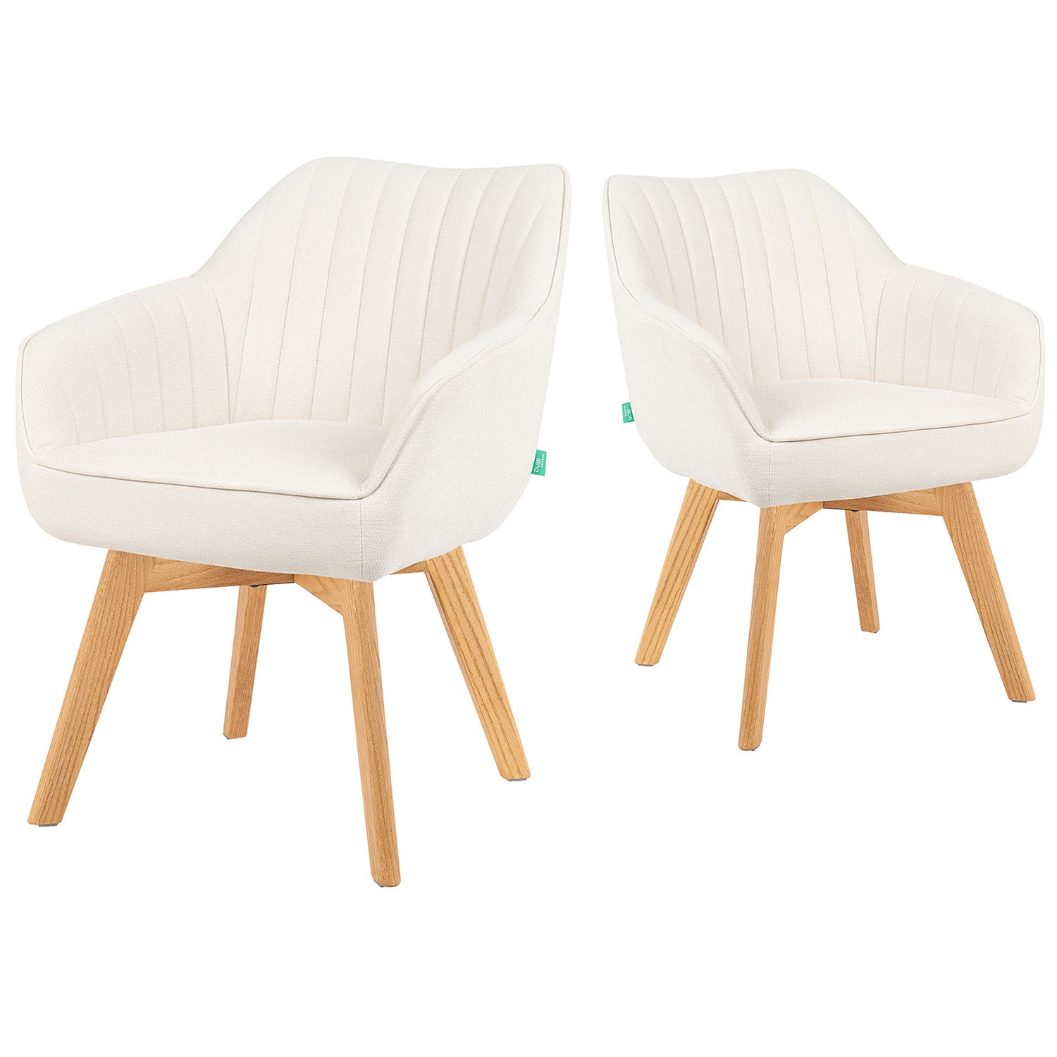 Mika-Finn 2er-Set - Drehsessel in Wildleder Optik, Cord, Webstoff Creme