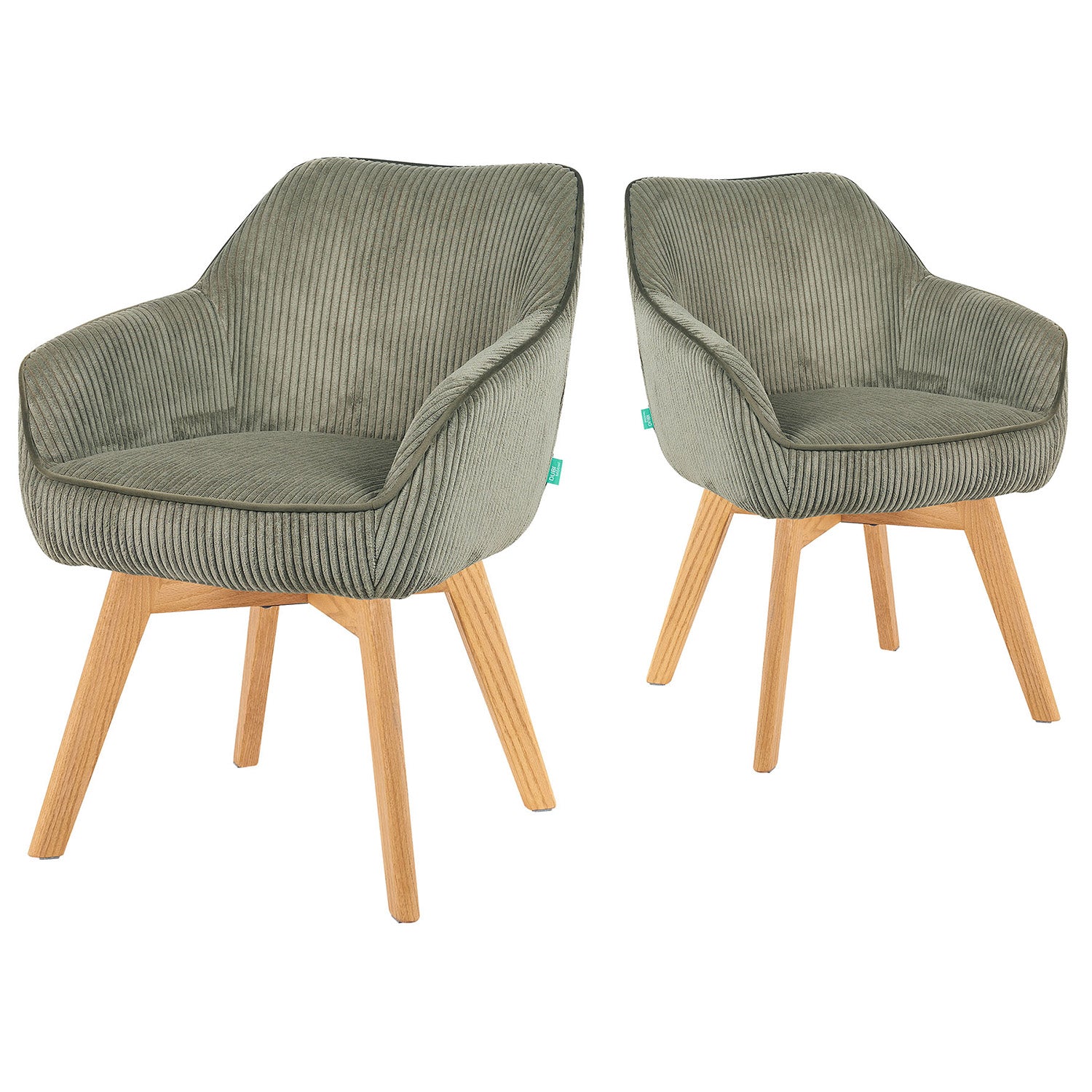 Mika-Finn 2er-Set - Drehsessel in Wildleder Optik, Cord, Webstoff Creme