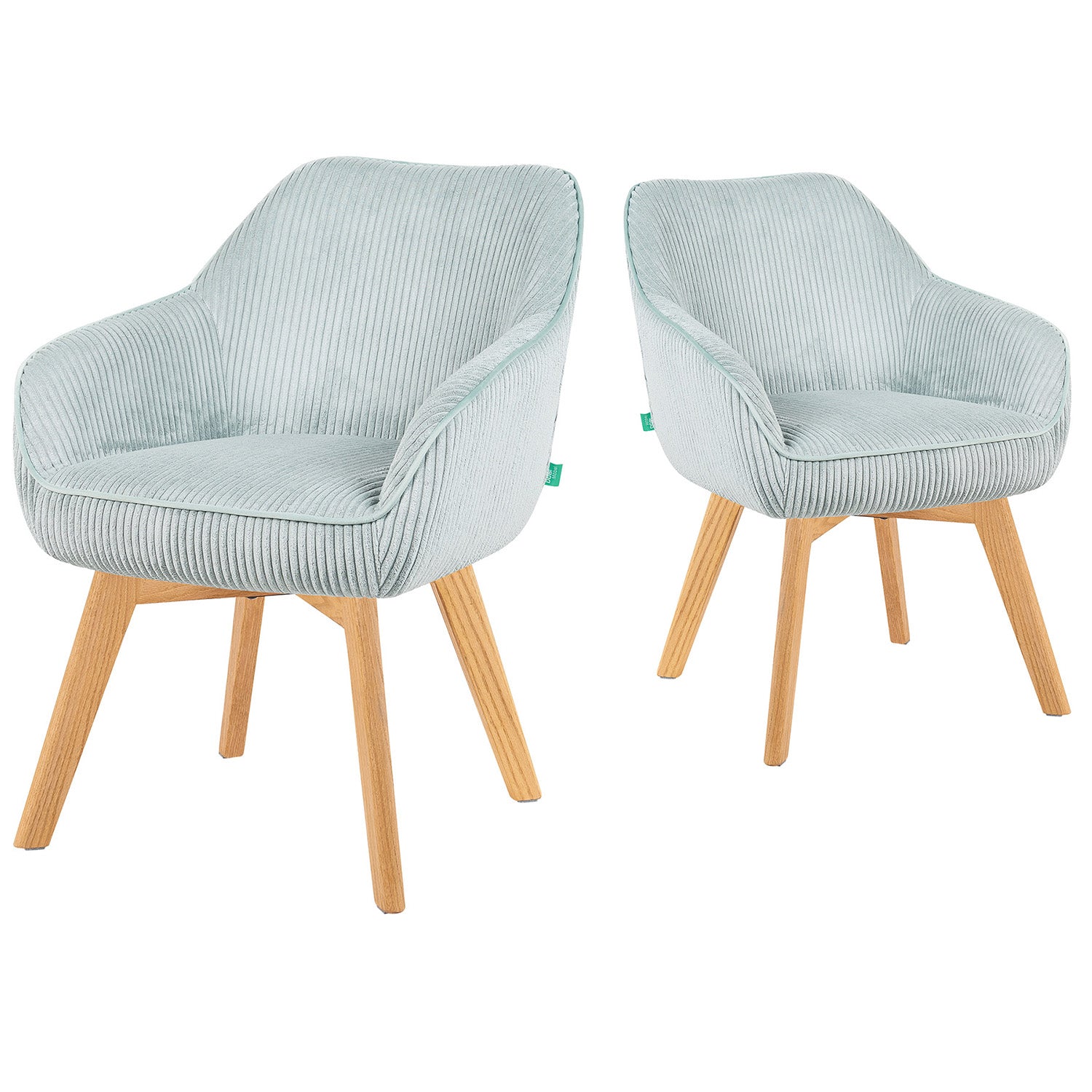 Mika-Finn 2er-Set - Drehsessel in Wildleder Optik, Cord, Webstoff Creme