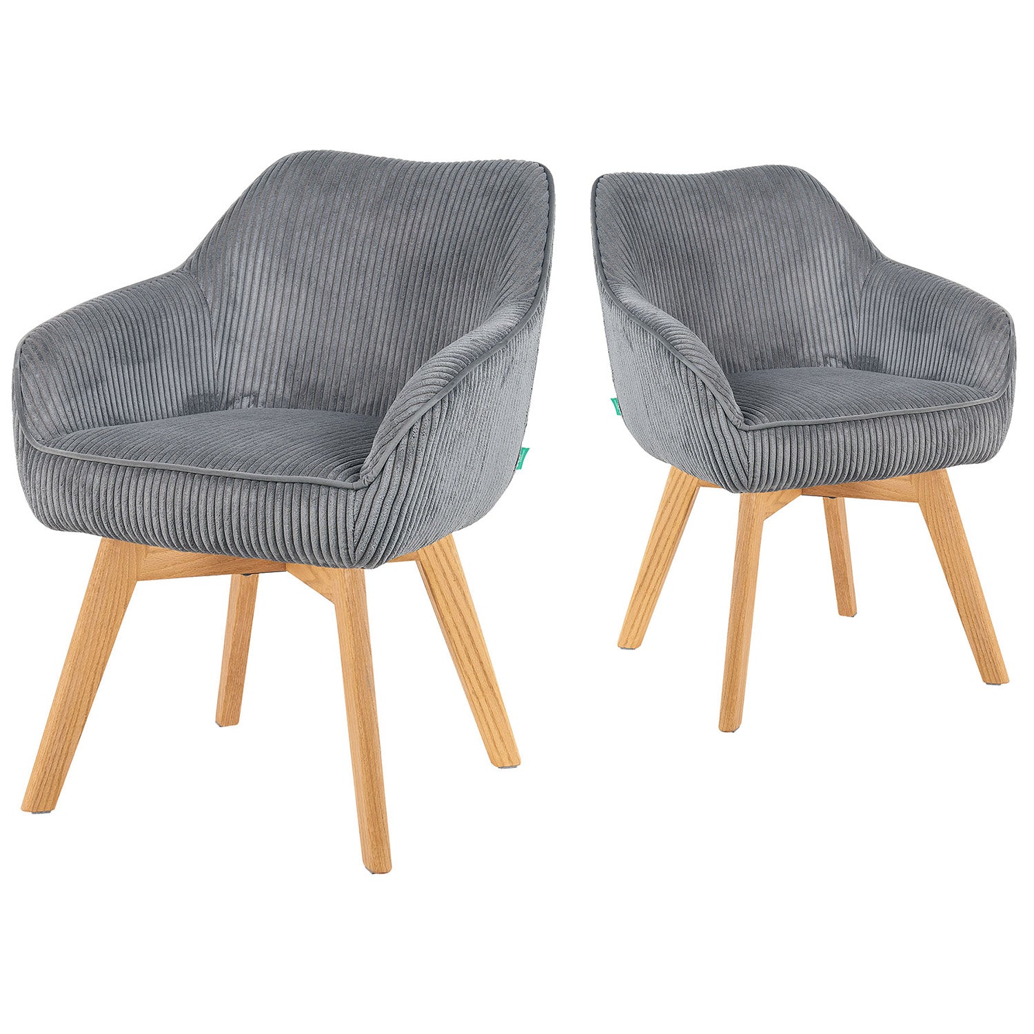 Mika-Finn 2er-Set - Drehsessel in Wildleder Optik, Cord, Webstoff Creme