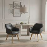 Mika-Finn 2er-Set - Drehsessel in Wildleder Optik, Cord, Webstoff Creme