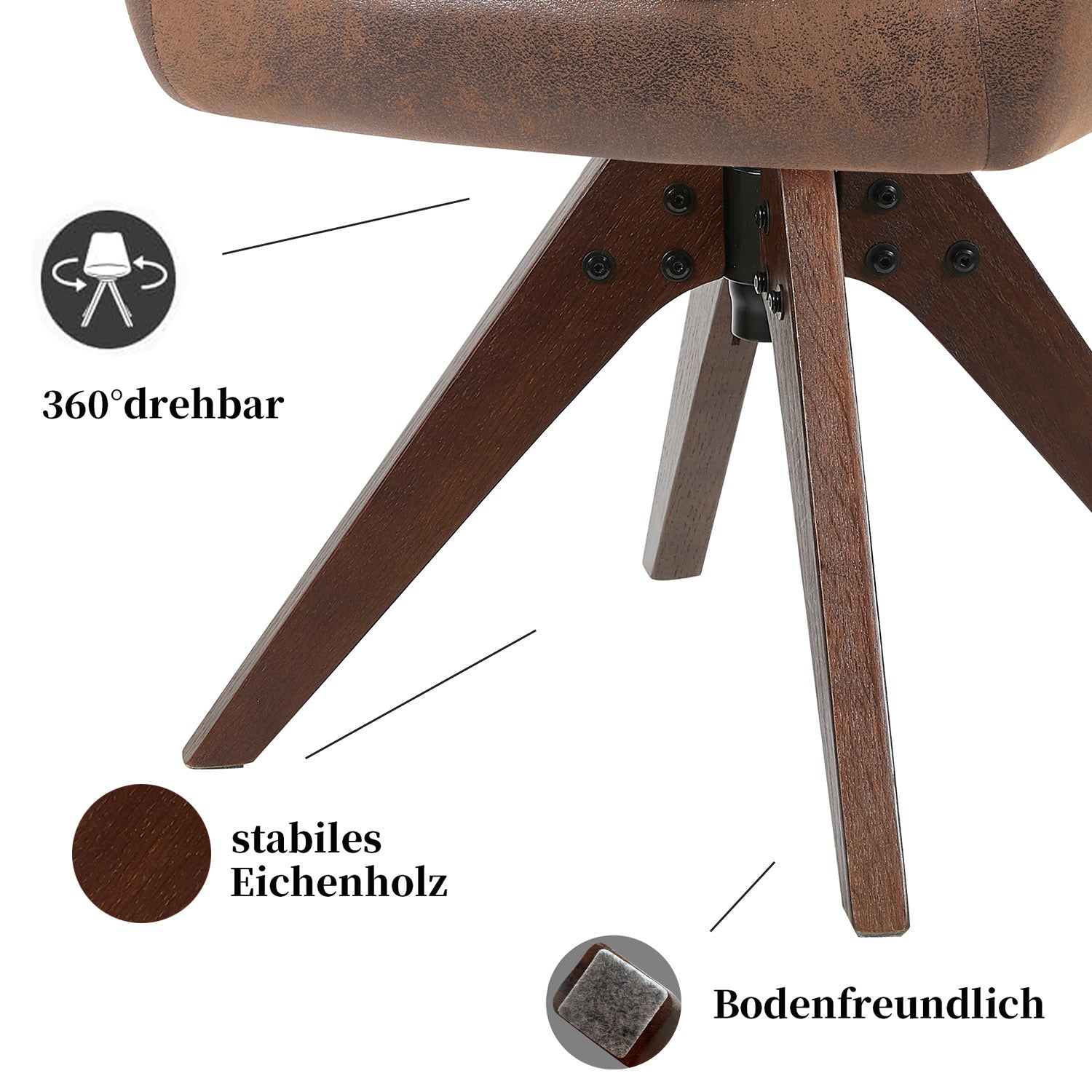 Esszimmerstuhl Mika-Finn 2er-Set | 360° drehbar | Eiche geölt Natur