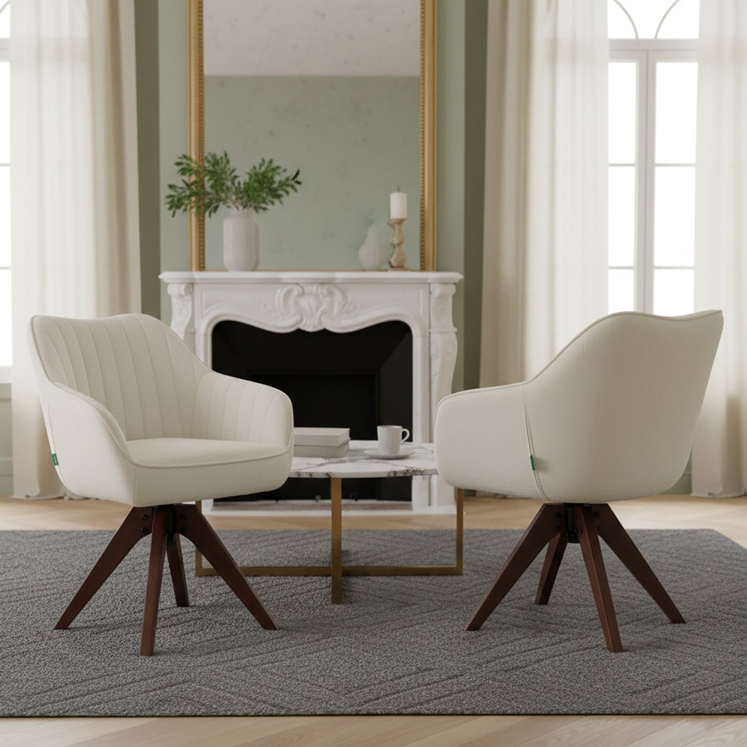 Esszimmerstuhl Mika-Finn 2er-Set | 360° drehbar | Eiche geölt Natur