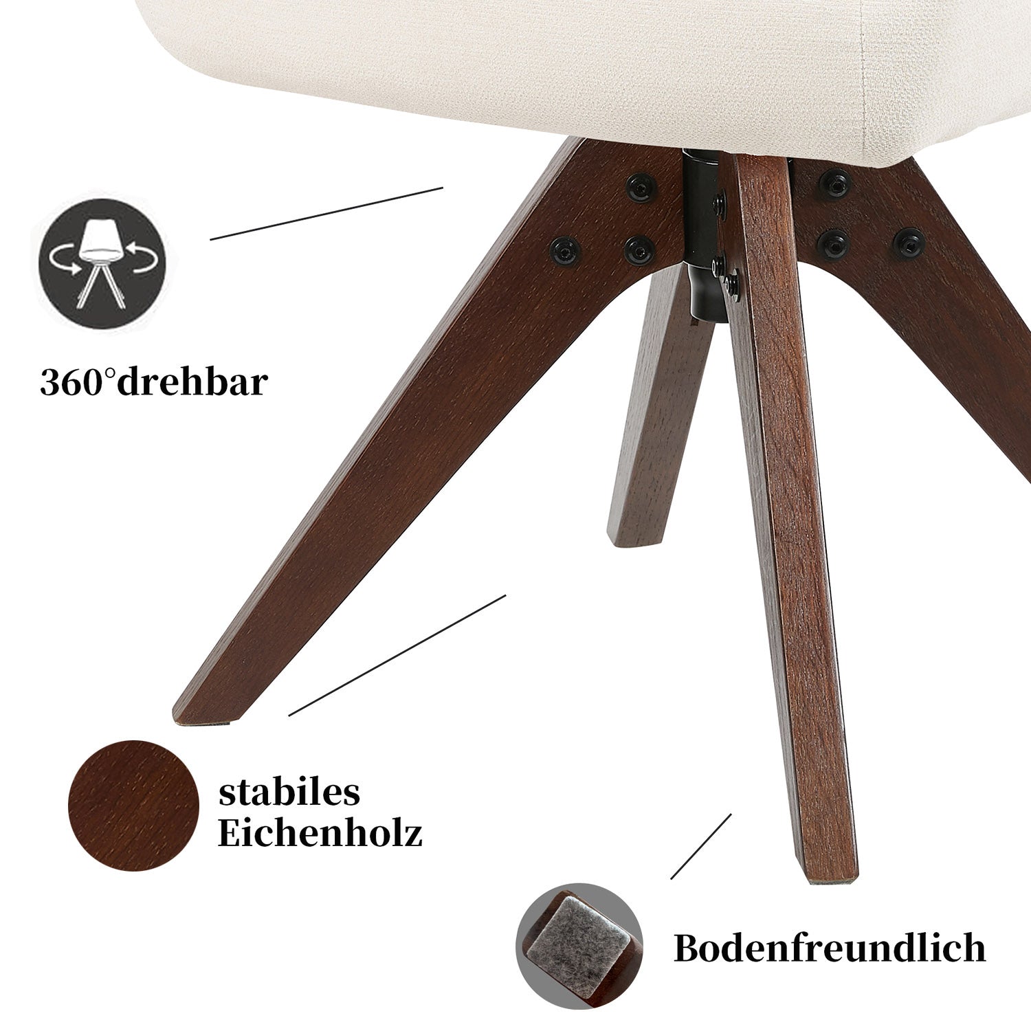 Esszimmerstuhl Mika-Finn 2er-Set | 360° drehbar | Eiche geölt Natur