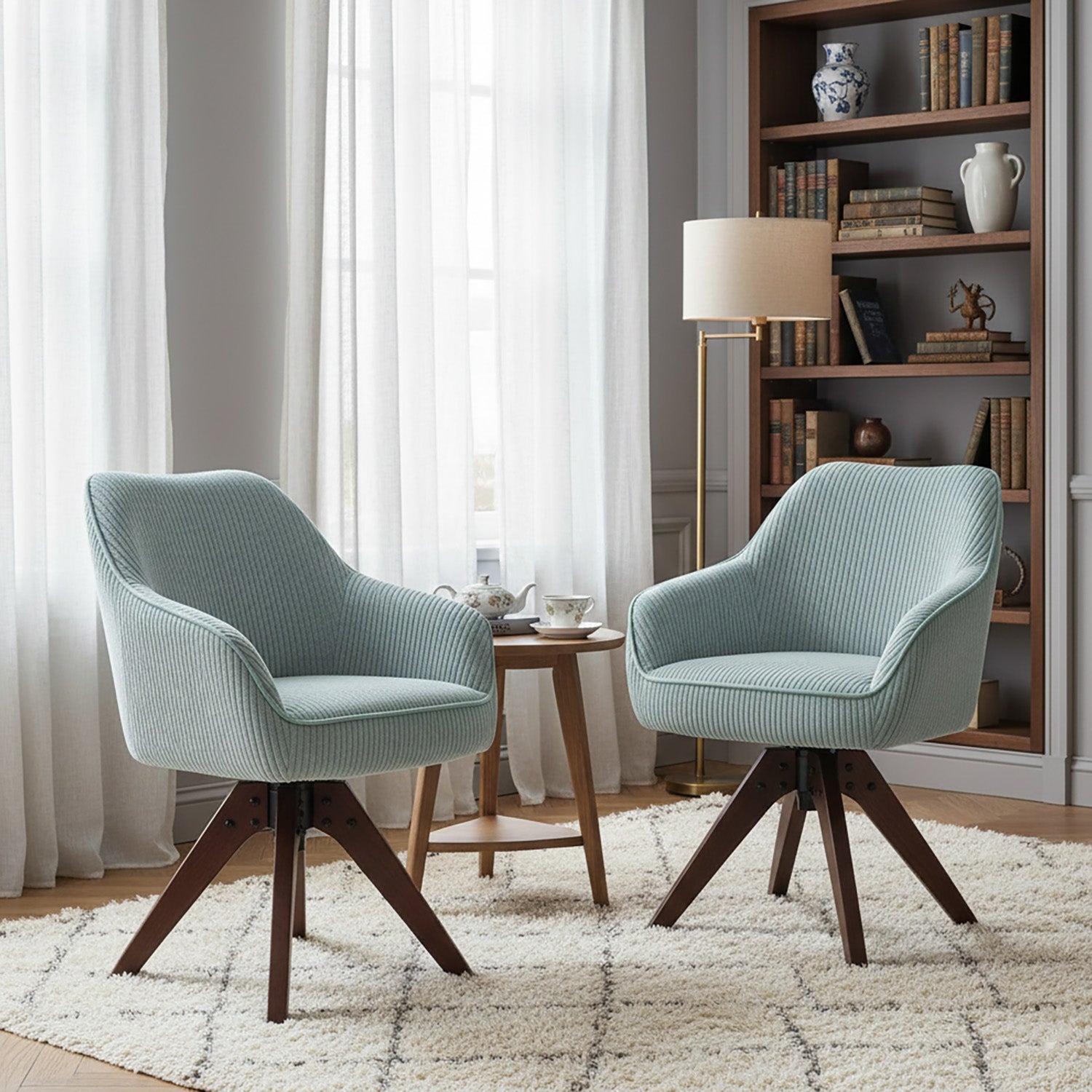 Esszimmerstuhl Mika-Finn 2er-Set | 360° drehbar | Eiche geölt Natur