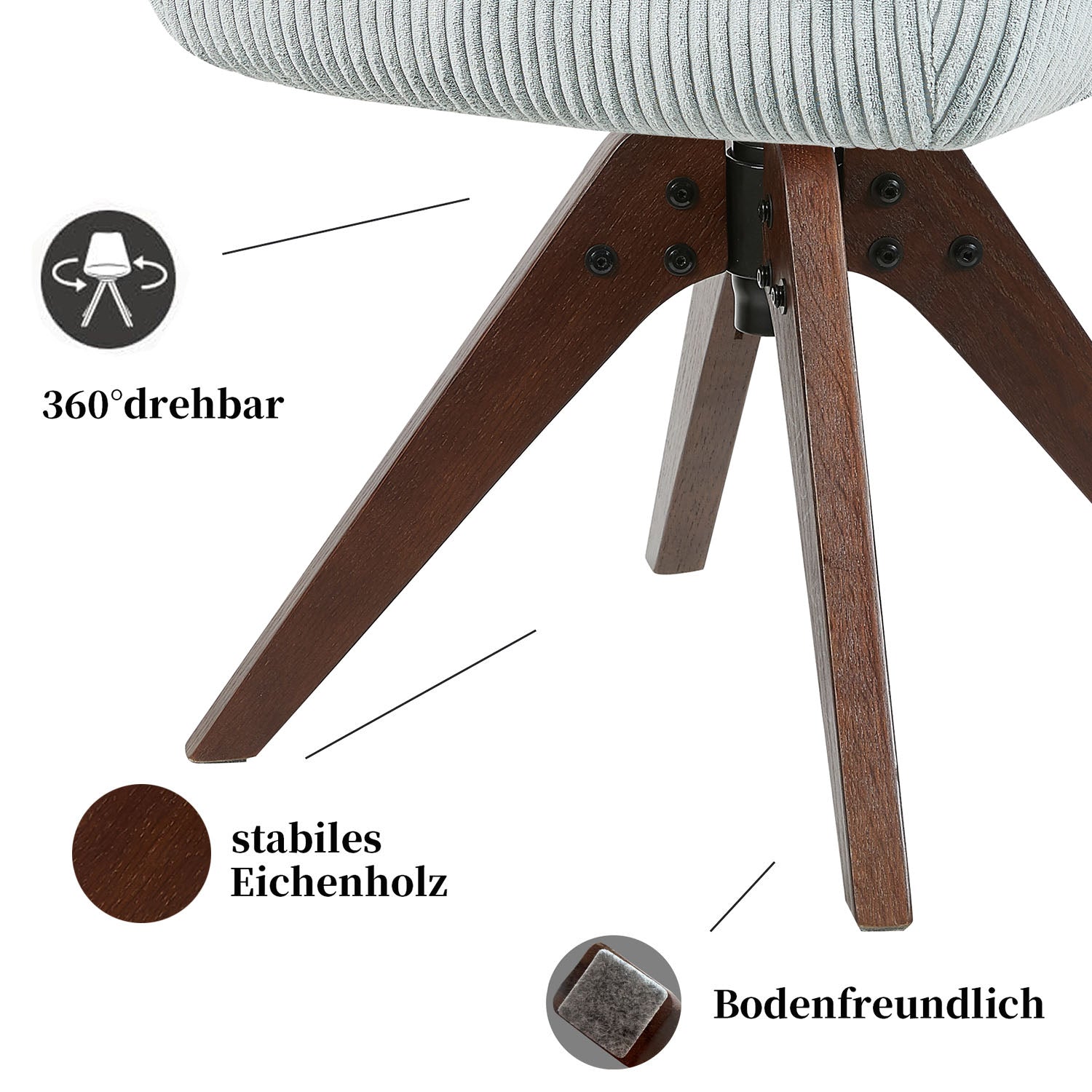 Esszimmerstuhl Mika-Finn 2er-Set | 360° drehbar | Eiche geölt Natur