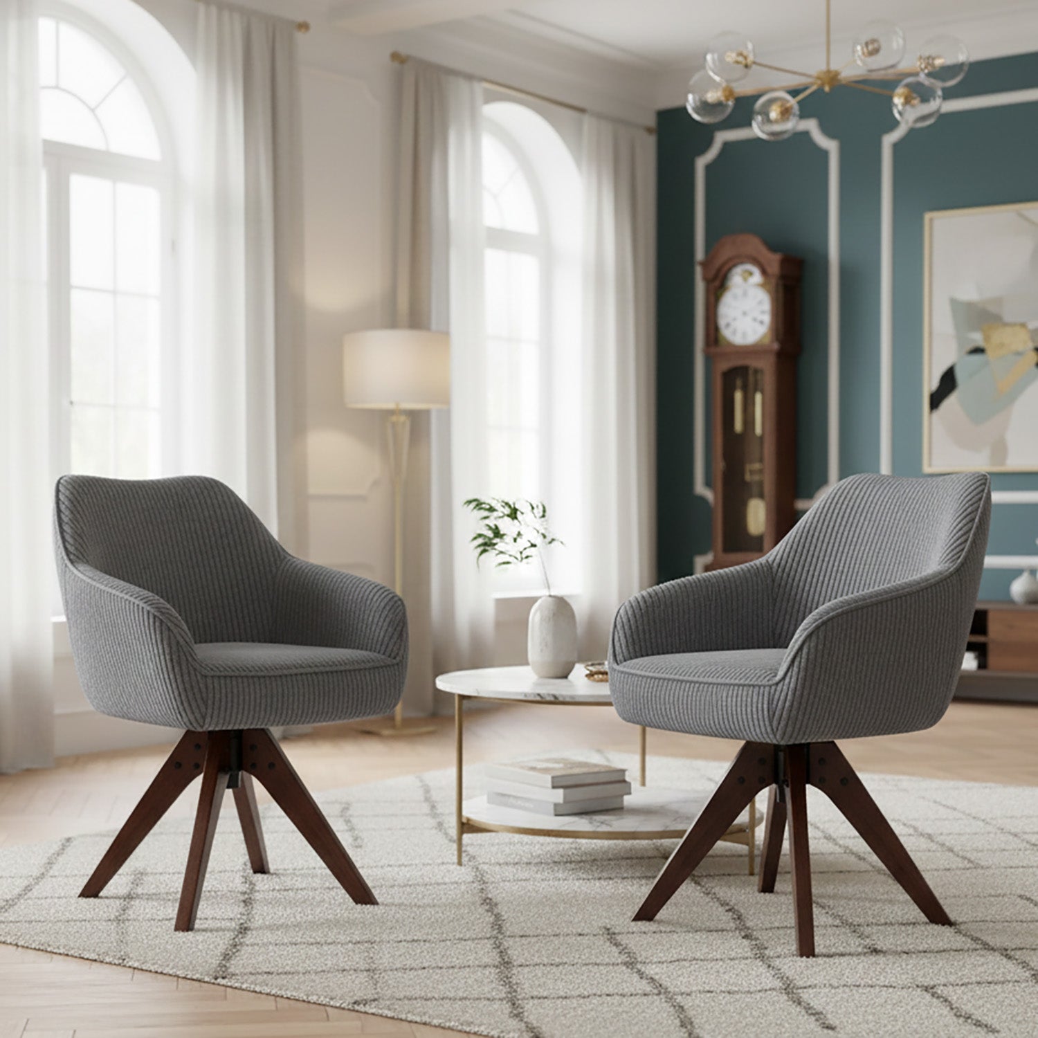 Esszimmerstuhl Mika-Finn 2er-Set | 360° drehbar | Eiche geölt Natur