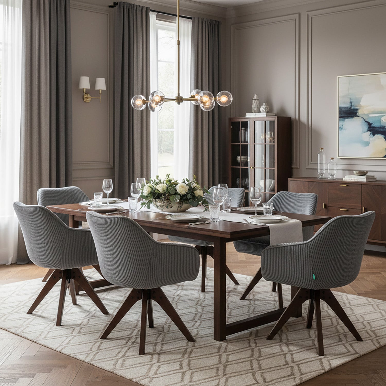 Esszimmerstuhl Mika-Finn 2er-Set | 360° drehbar | Eiche geölt Natur