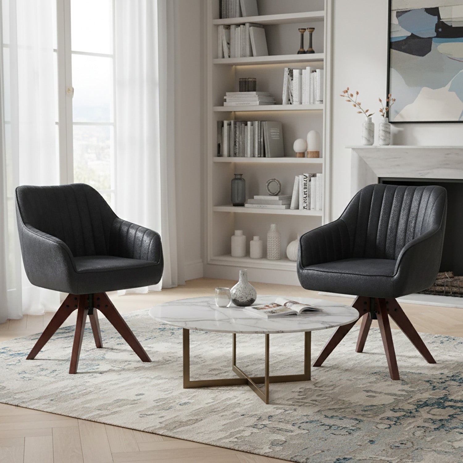 Esszimmerstuhl Mika-Finn 2er-Set | 360° drehbar | Eiche geölt Natur