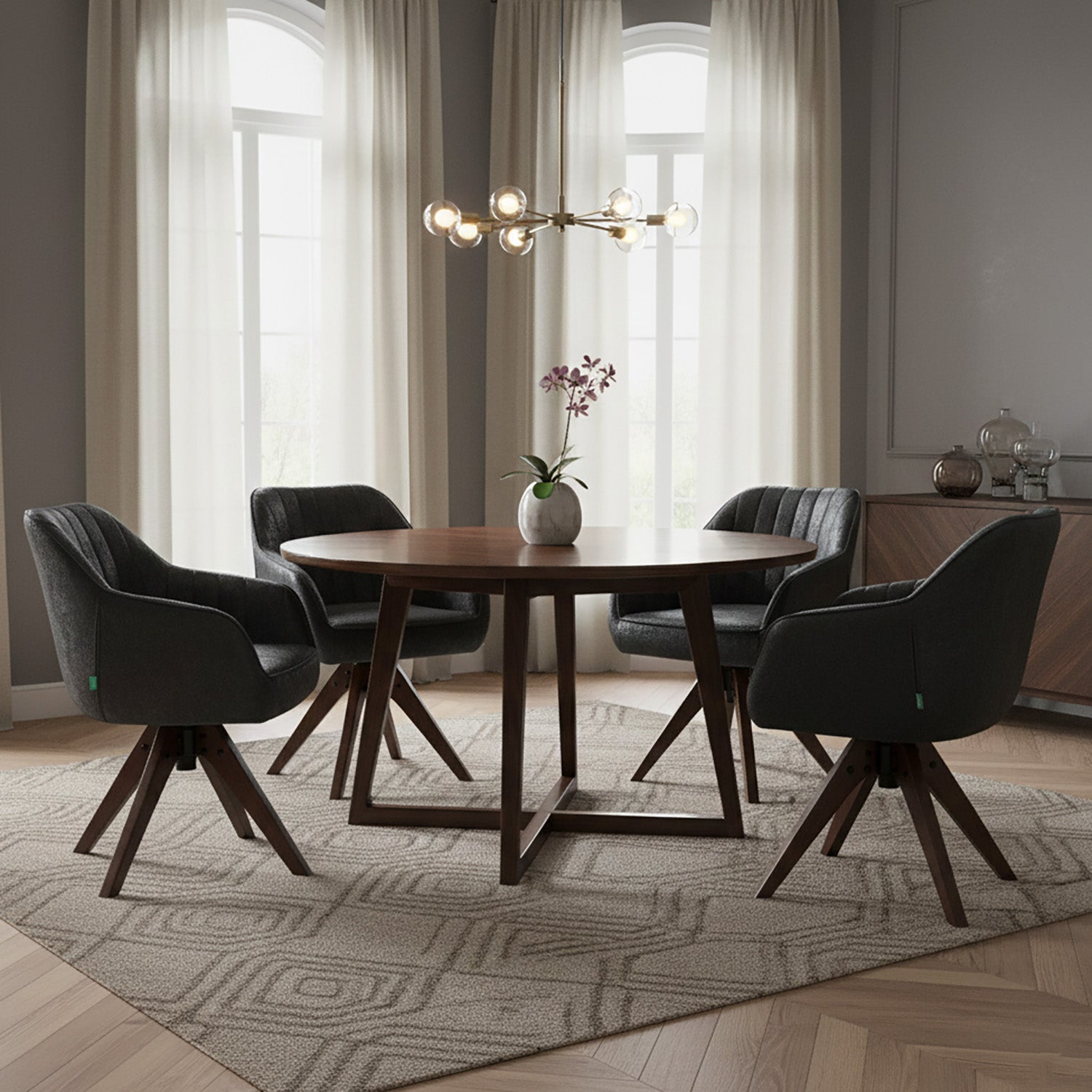 Esszimmerstuhl Mika-Finn 2er-Set | 360° drehbar | Eiche geölt Natur