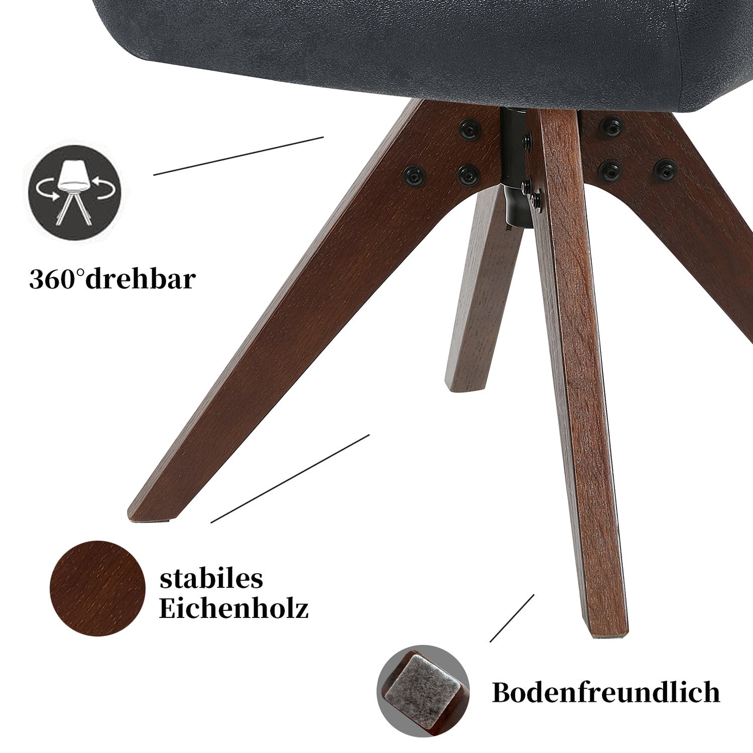 Esszimmerstuhl Mika-Finn 2er-Set | 360° drehbar | Eiche geölt Natur