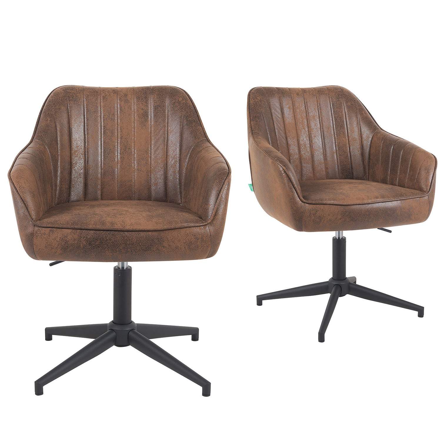 Esszimmerstuhl Mika-Caro 2er-Set | 360° drehbar | höhenverstellbar | Metall pulverbeschichtet Matt-Schwarz | DUBI Möbel