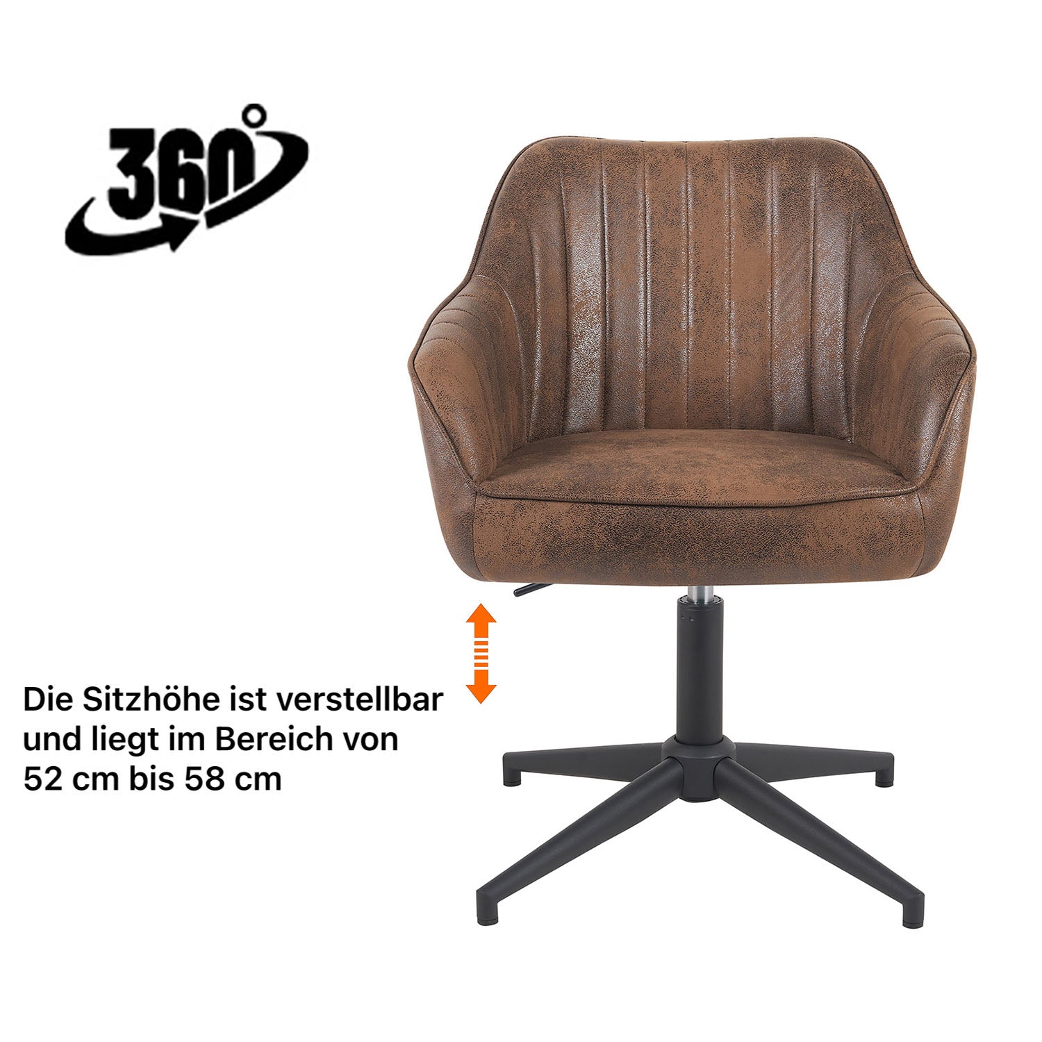 Esszimmerstuhl Mika-Caro 2er-Set | 360° drehbar | höhenverstellbar | Metall pulverbeschichtet Matt-Schwarz | DUBI Möbel