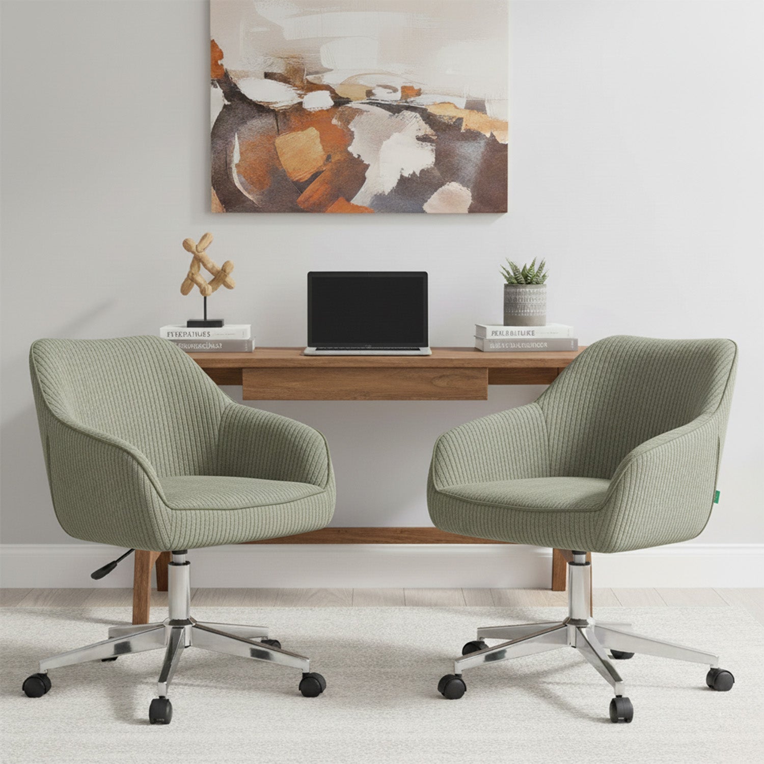 Bürostuhl Mika-Noel 2er-Set | mit Rollen | 360° drehbar | höhenverstellbar | Chrom | DUBI Möbel