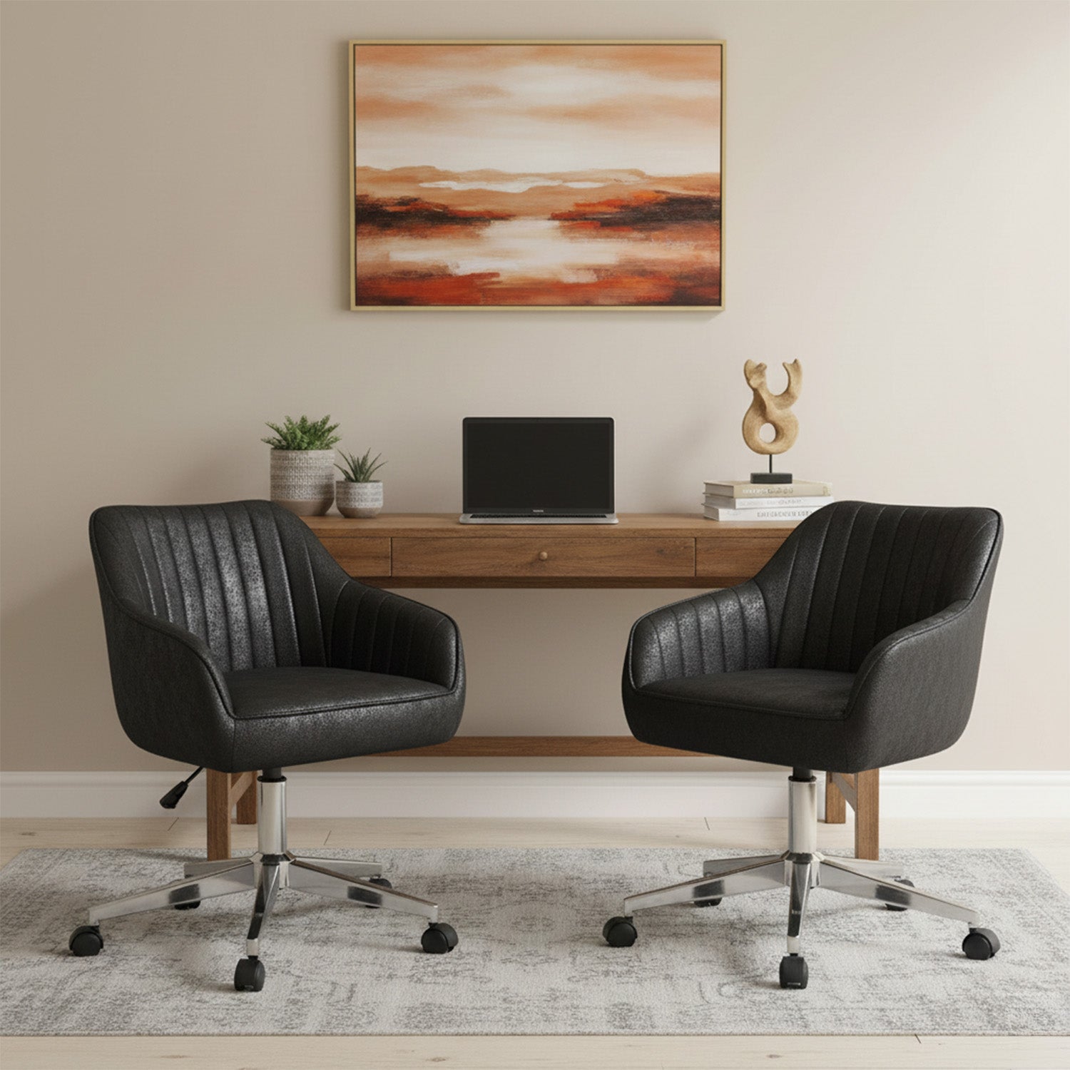 Mika-Elio 2er-Set - Chefsessel in Lederoptik