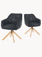 Esszimmerstuhl Mika-Luis 2er-Set 360° drehbar höhenverstellbar Federkern Eiche geölt