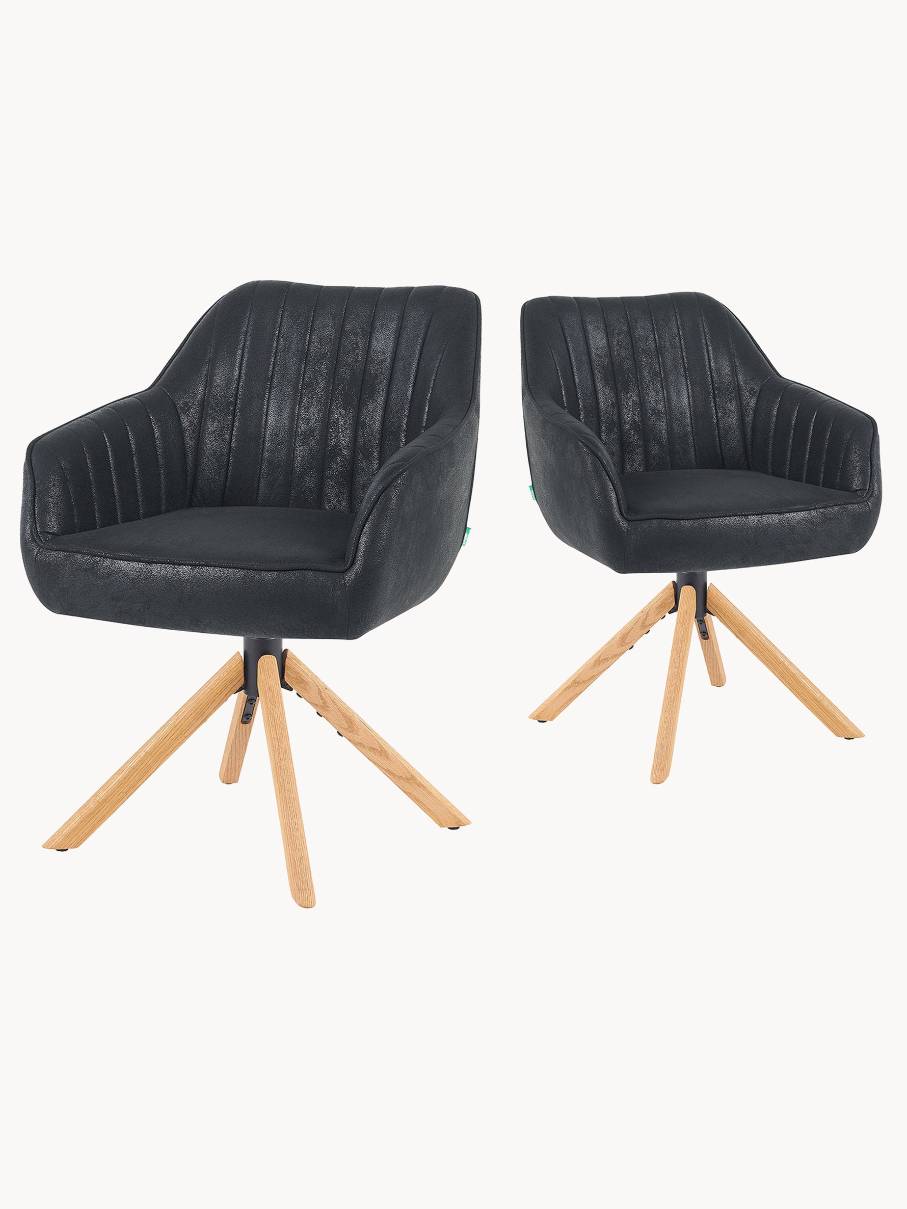 Esszimmerstuhl Mika-Luis 2er-Set 360° drehbar höhenverstellbar Federkern Eiche geölt